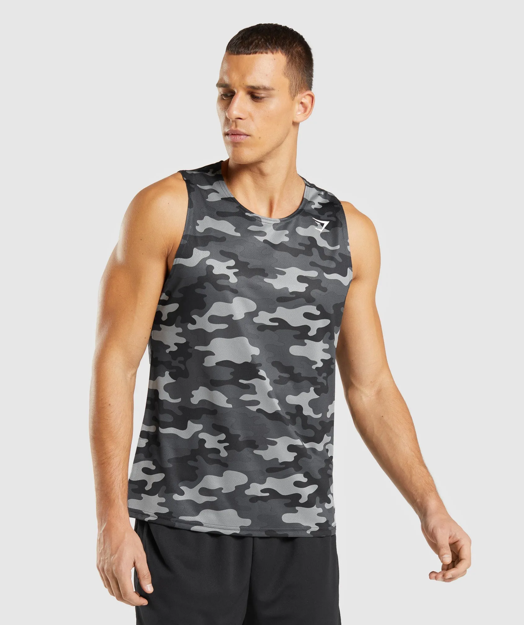 Gymshark Arrival Tank - Grey Print sold by Gymshark