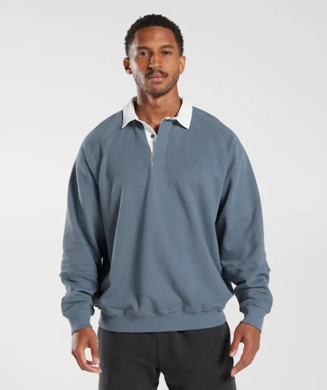 Gymshark Rest Day Essentials Sweat Polo - Evening Blue made by Gymshark