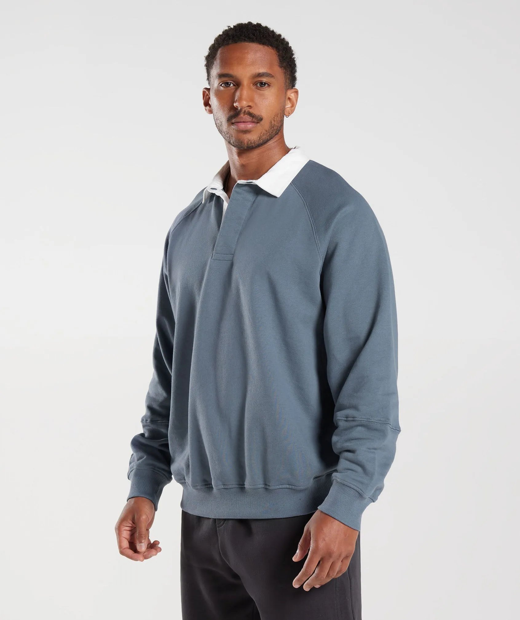 Gymshark Rest Day Essentials Sweat Polo - Evening Blue sold by Gymshark product image thumbnail 3