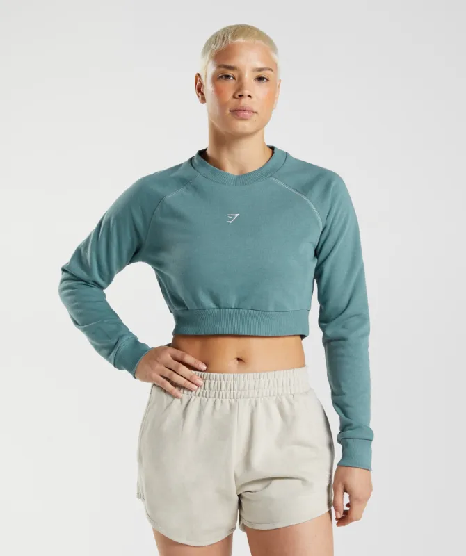 Gymshark Training Cropped Sweater - Charred Blue sold by Gymshark