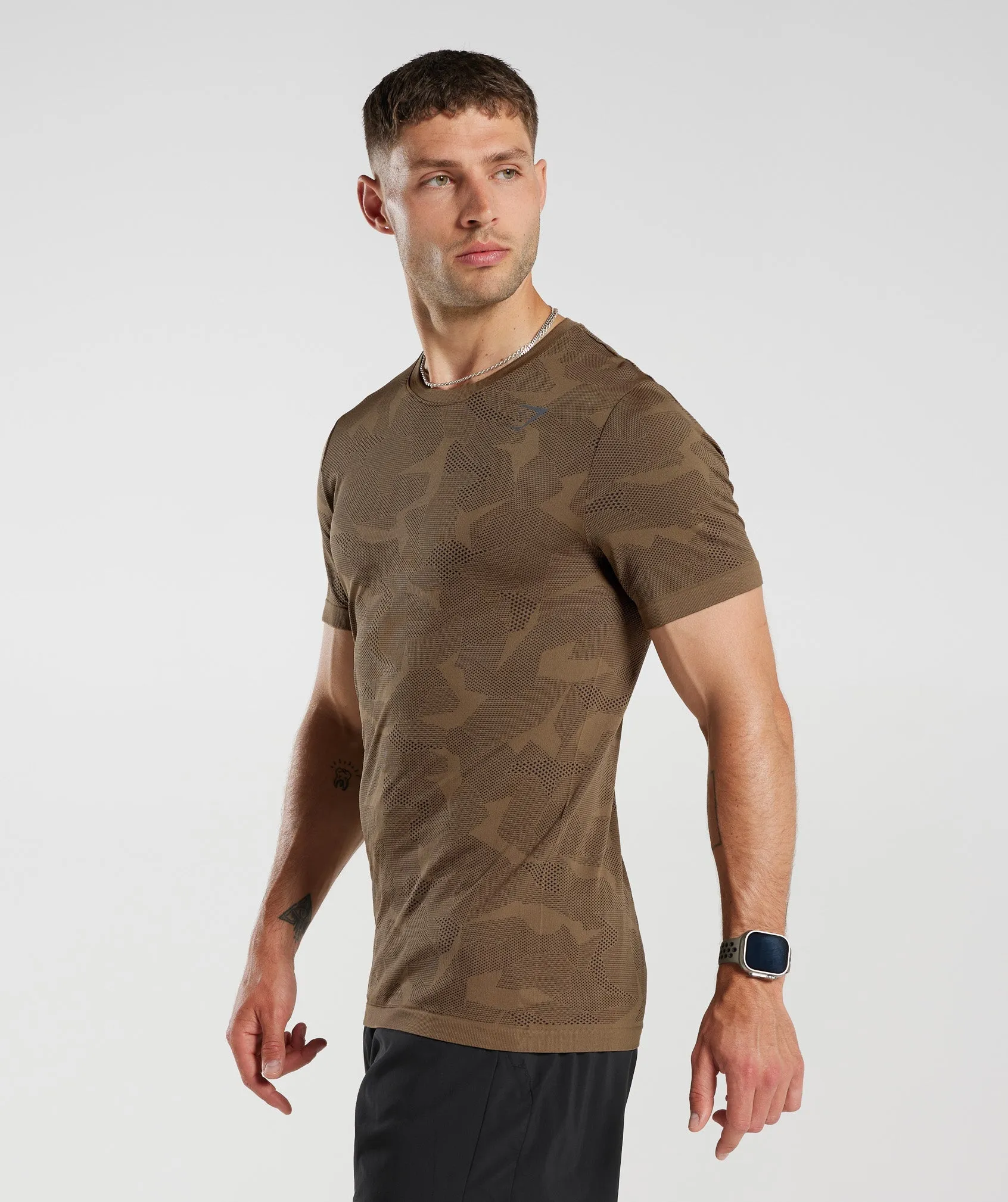 Gymshark Sport Seamless T-Shirt - Fossil Brown/Black sold by Gymshark product image thumbnail 3