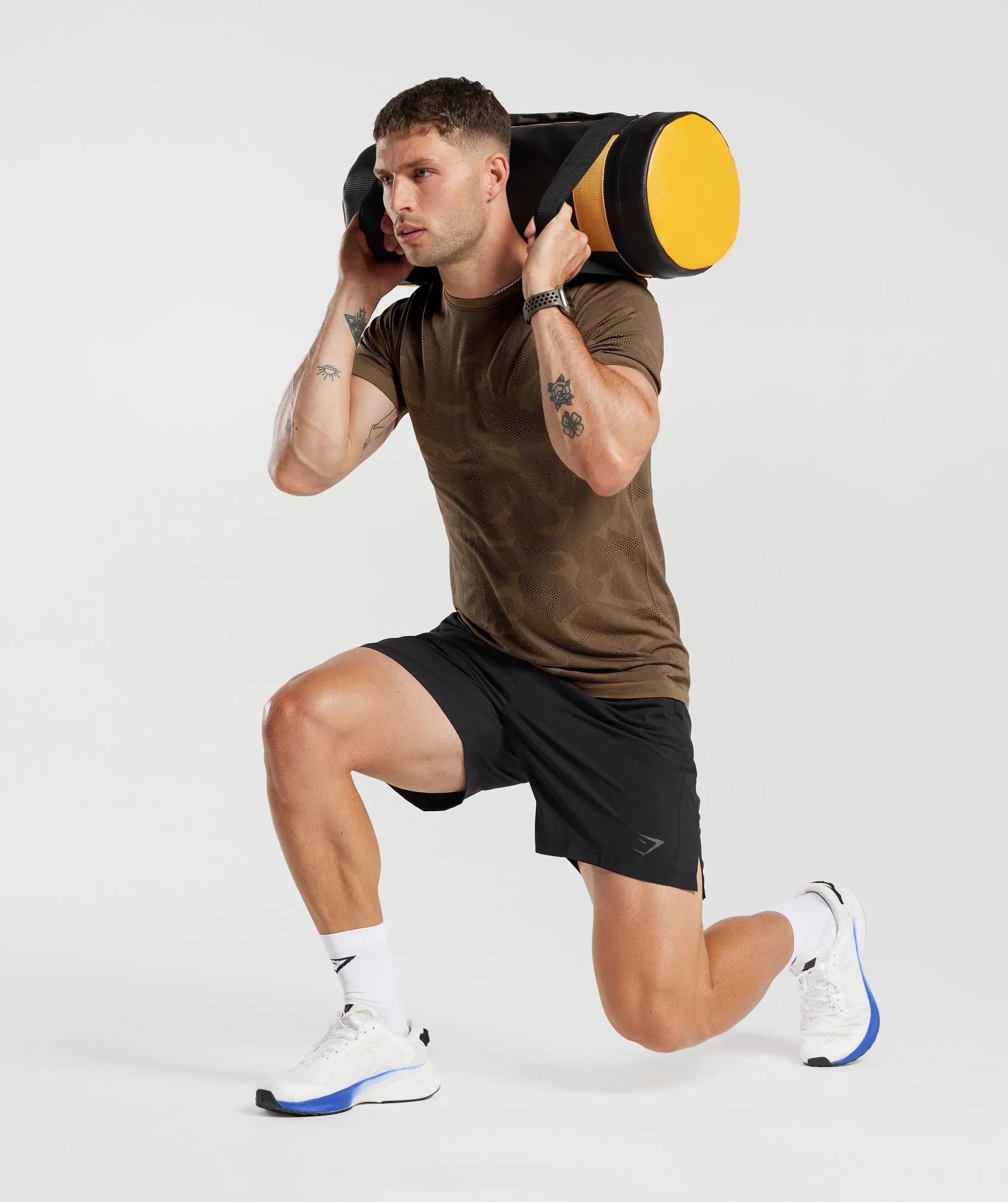 Gymshark Sport Seamless T-Shirt - Fossil Brown/Black sold by Gymshark product image thumbnail 4