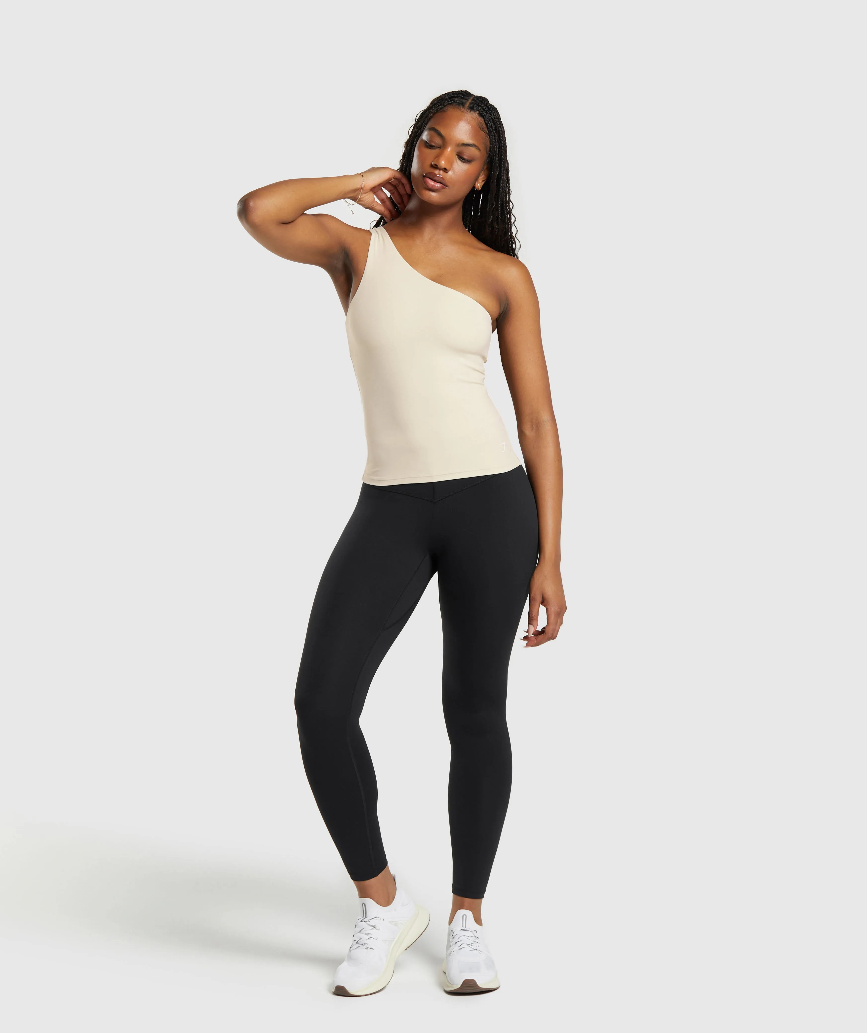 Gymshark Asymmetric Tank With Shelf - Ecru White sold by Gymshark product image thumbnail 4