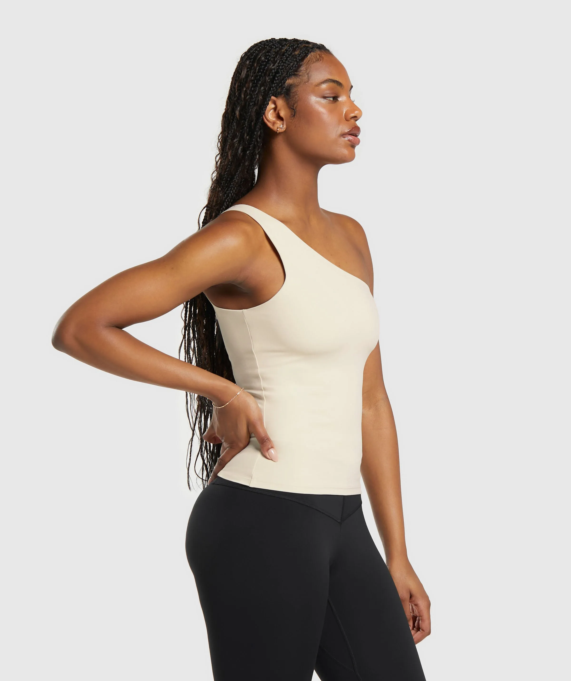 Gymshark Asymmetric Tank With Shelf - Ecru White sold by Gymshark product image thumbnail 3
