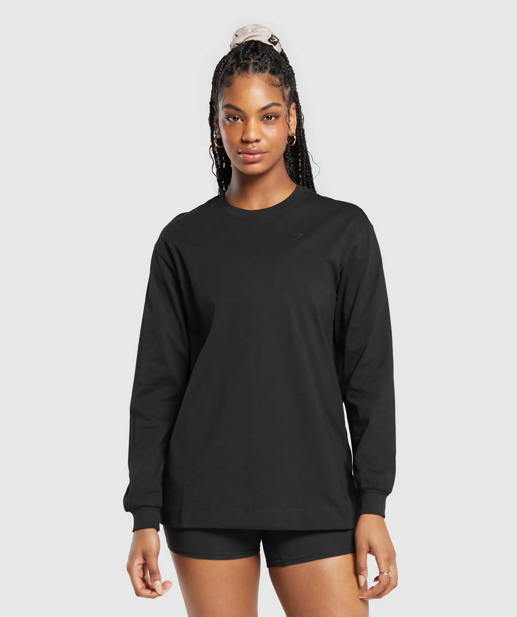 Gymshark Cotton Oversized Long Sleeve Top - Black sold by Gymshark