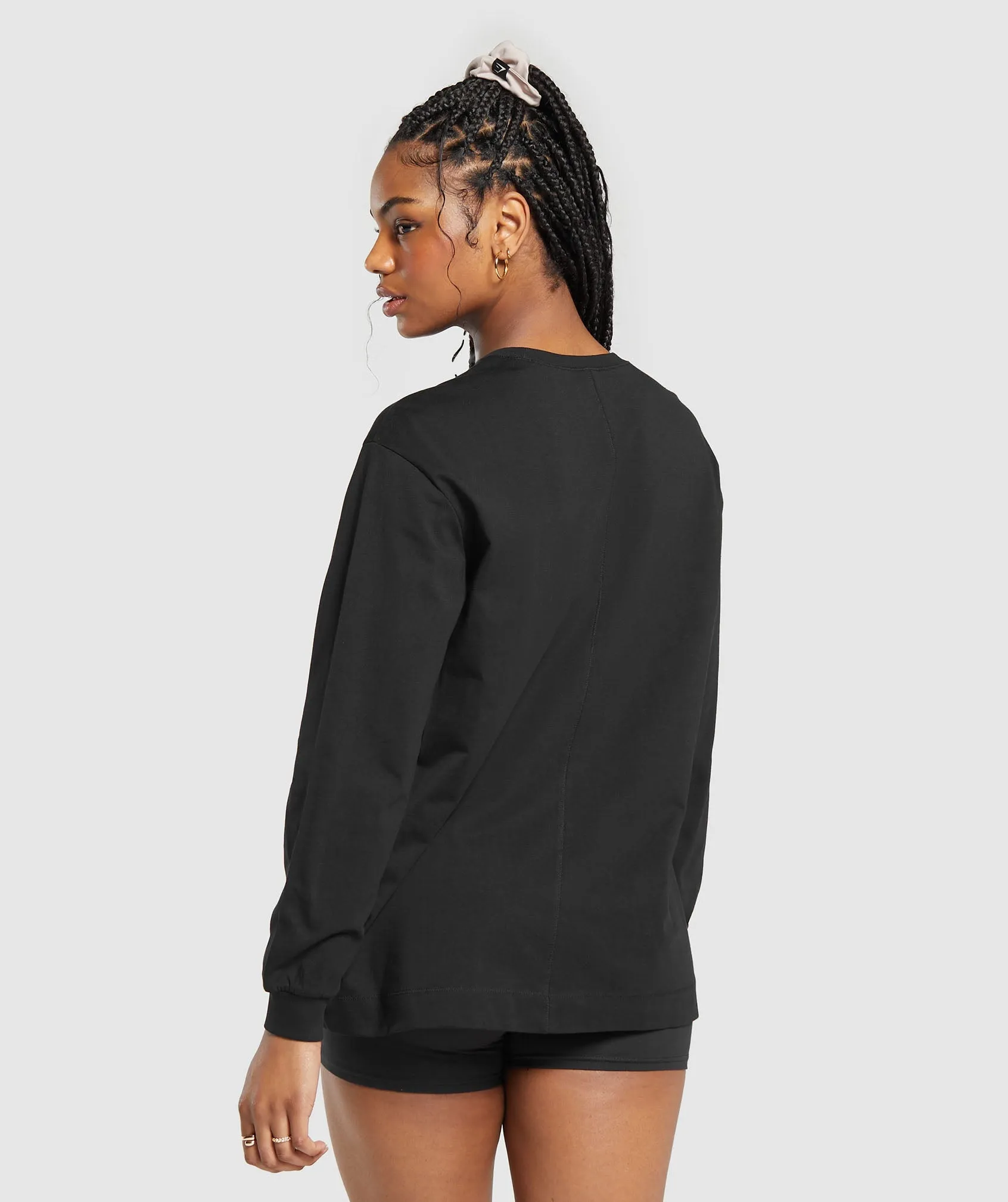 Gymshark Cotton Oversized Long Sleeve Top - Black sold by Gymshark product image thumbnail 2