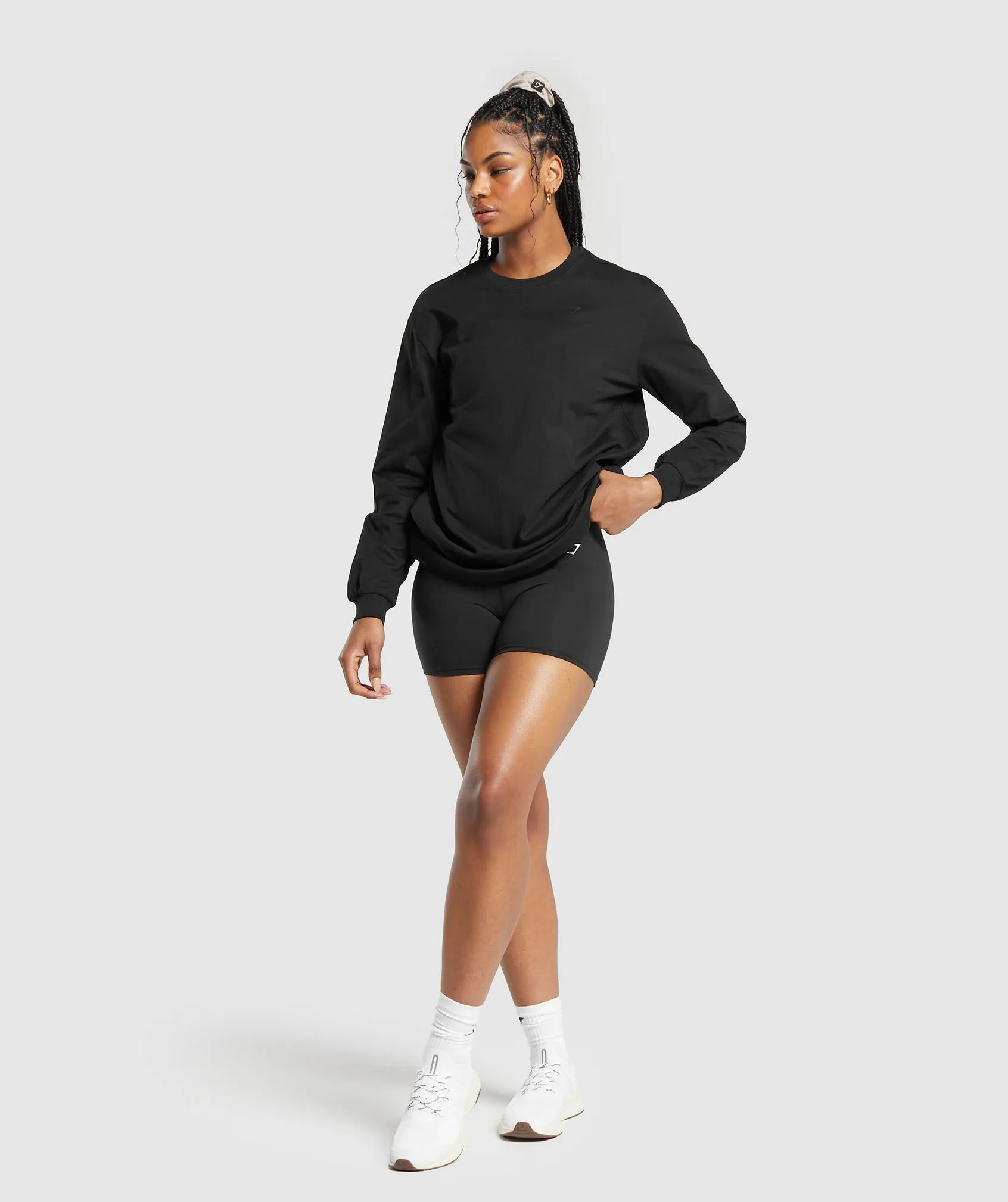 Gymshark Cotton Oversized Long Sleeve Top - Black sold by Gymshark product image thumbnail 4