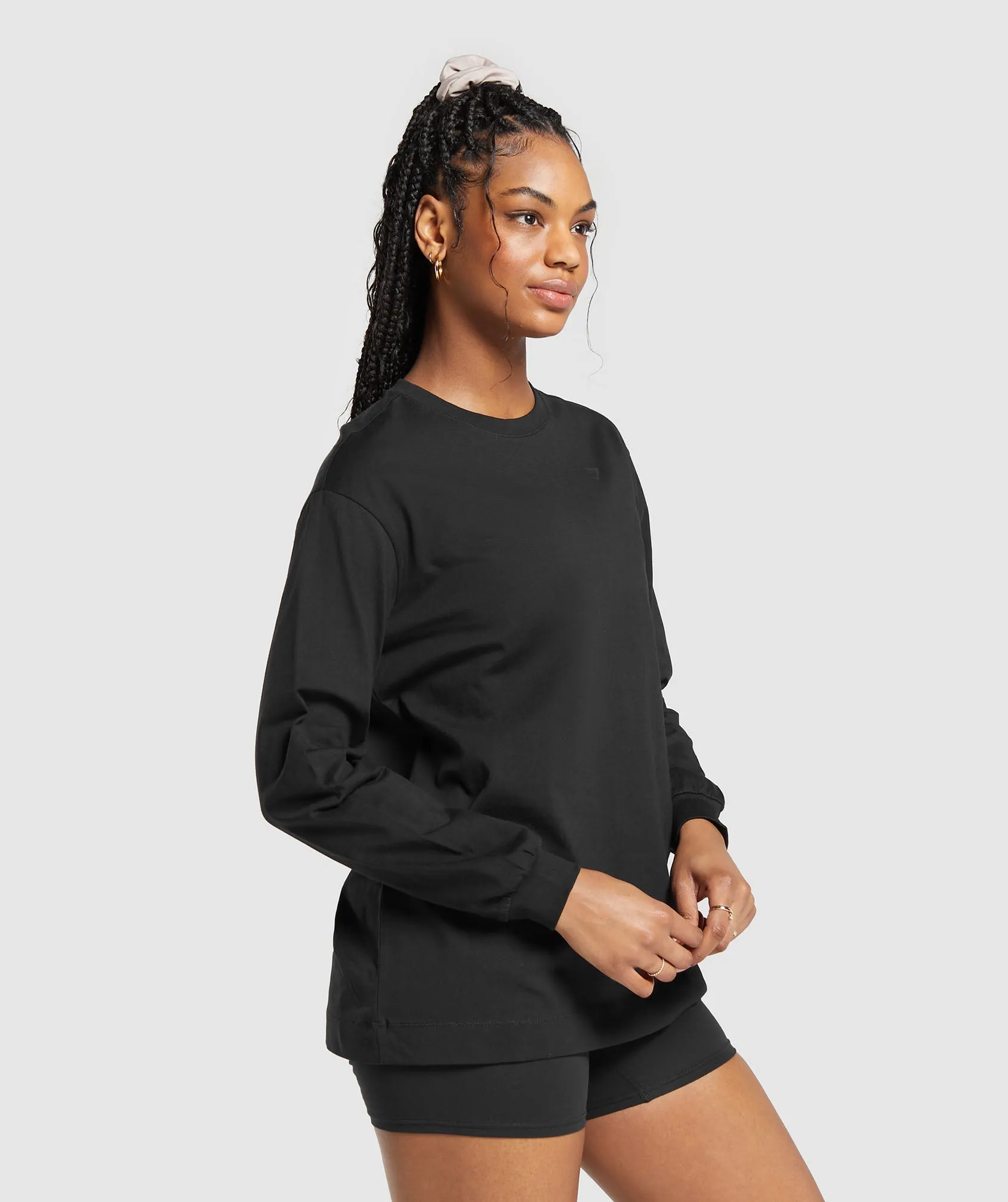 Gymshark Cotton Oversized Long Sleeve Top - Black sold by Gymshark product image thumbnail 3