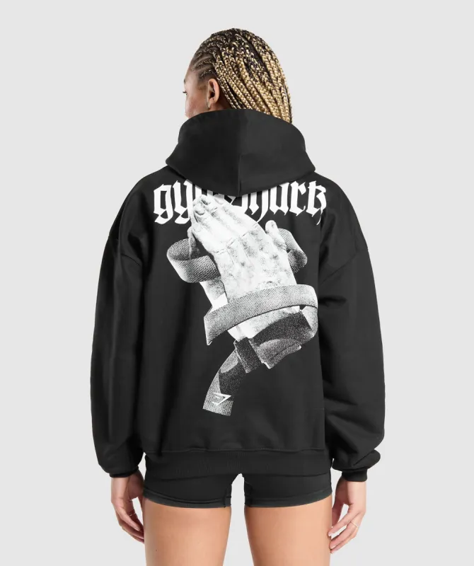 Gymshark Praying Hands  Oversized Hoodie - Black sold by Gymshark