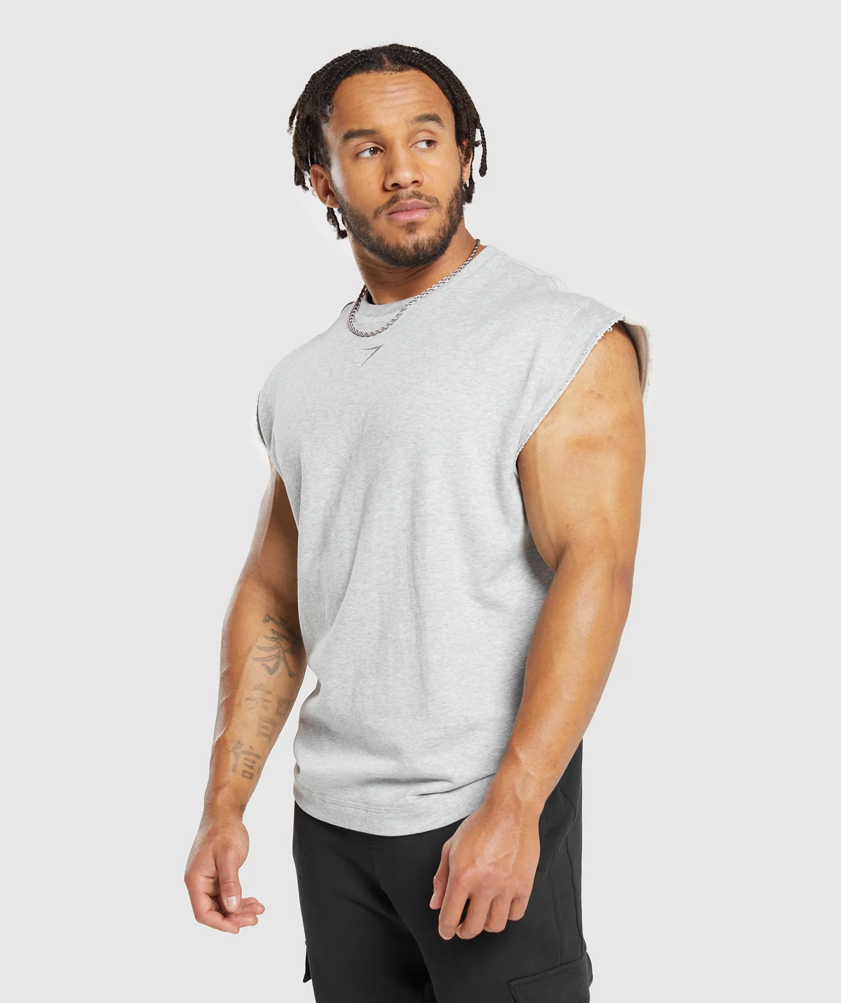 Gymshark Super Natural Cut Off T-Shirt - Light Grey Core Marl sold by Gymshark product image thumbnail 3