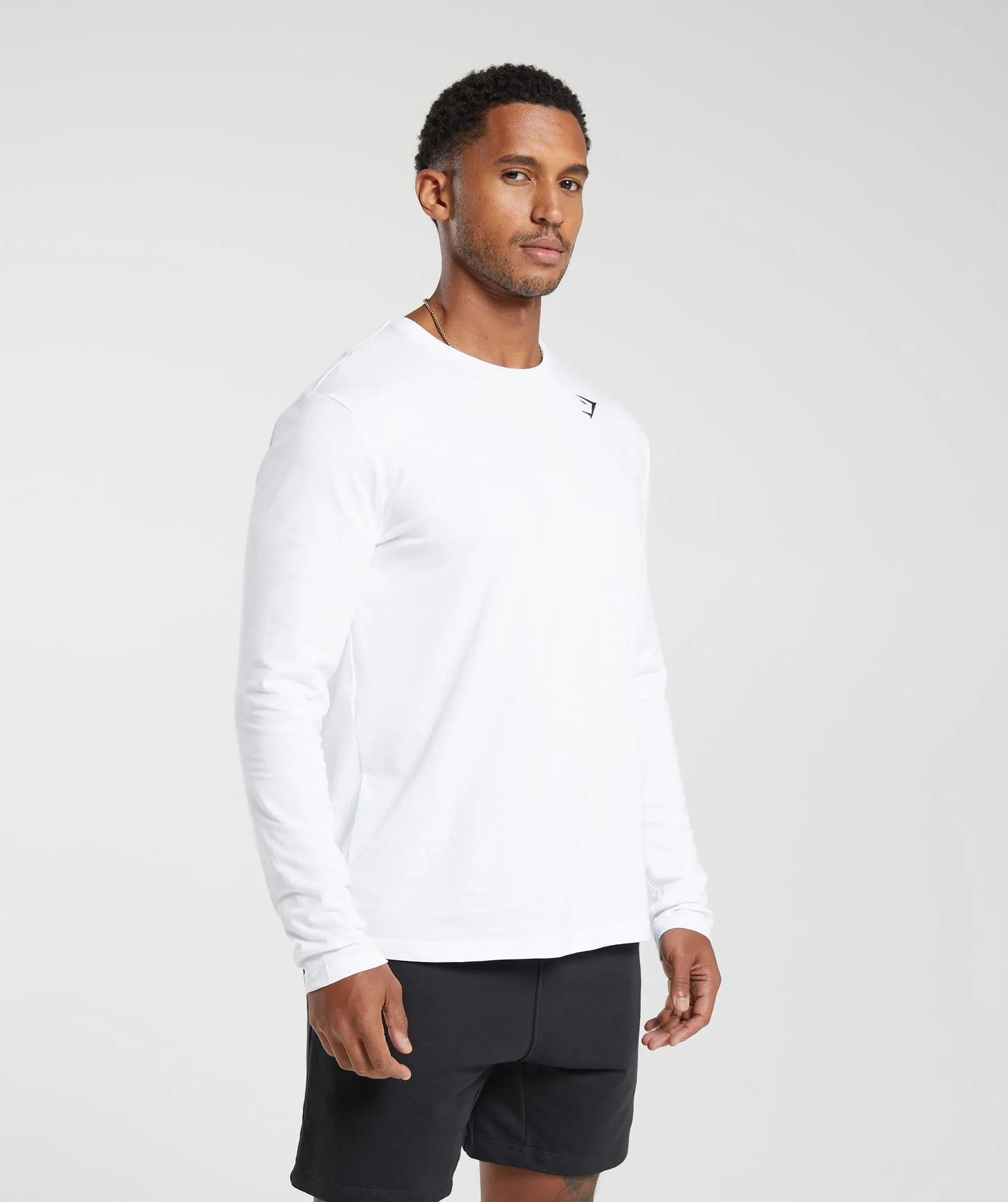 Gymshark Crest Long Sleeve T-Shirt - White sold by Gymshark product image thumbnail 3