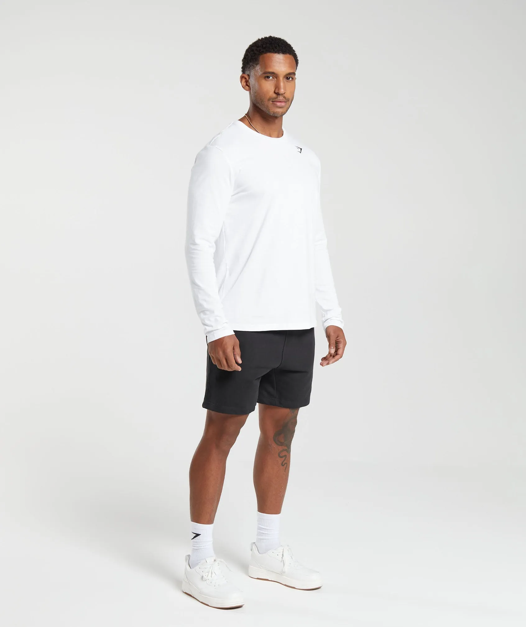 Gymshark Crest Long Sleeve T-Shirt - White sold by Gymshark product image thumbnail 4