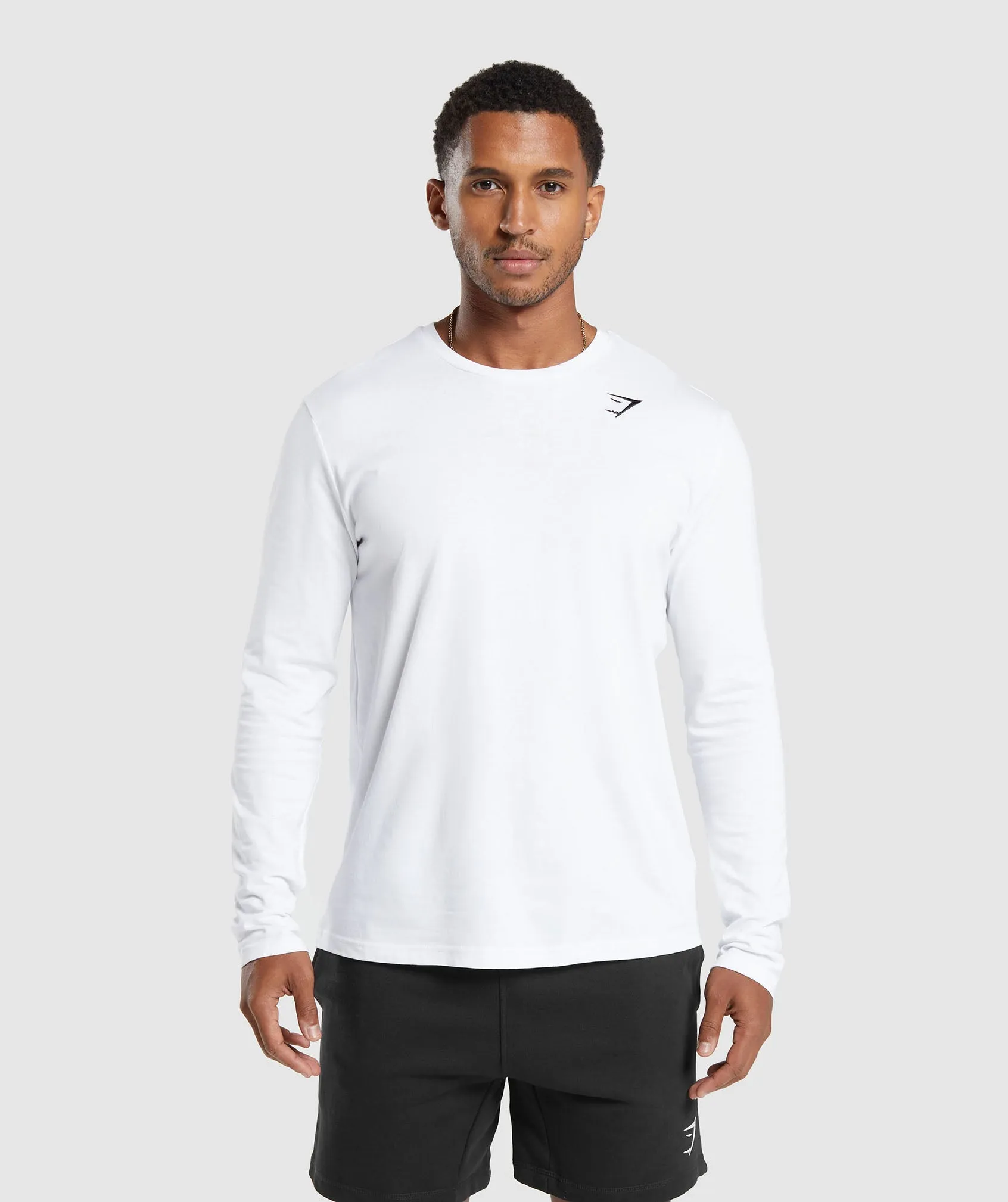 Gymshark Crest Long Sleeve T-Shirt - White sold by Gymshark