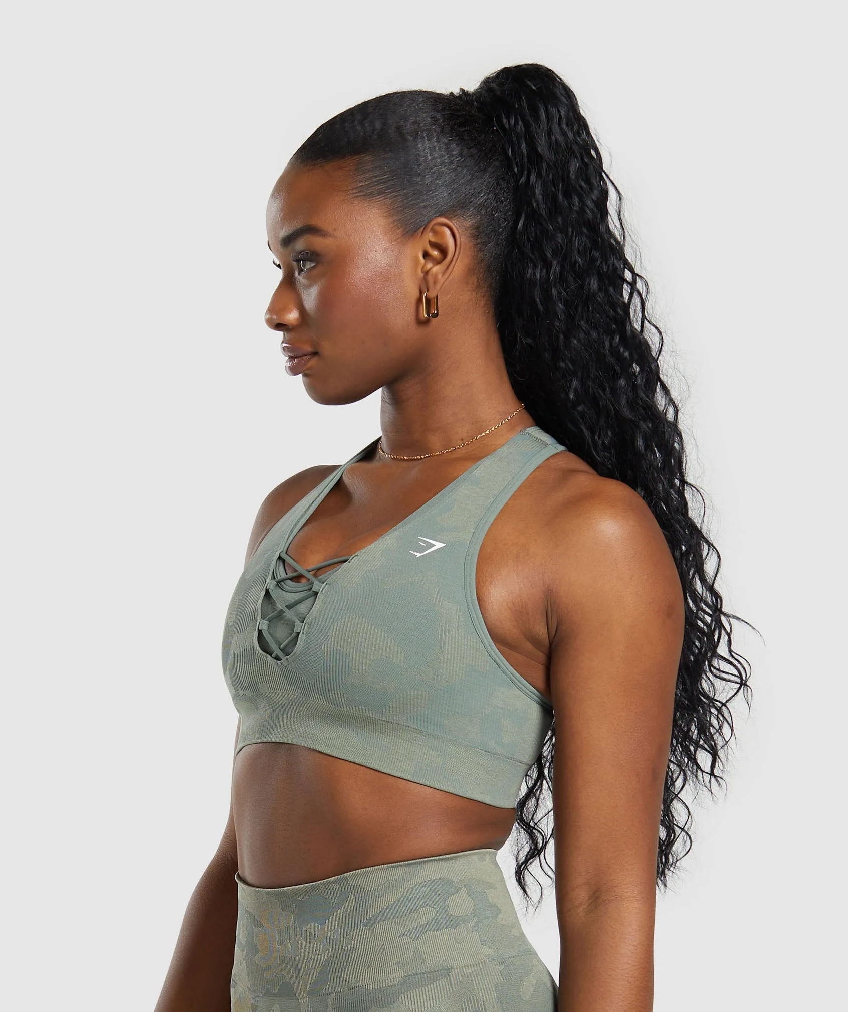 Gymshark Adapt Camo Seamless Sports Bra - Unit Green/Chalk Green sold by Gymshark product image thumbnail 3