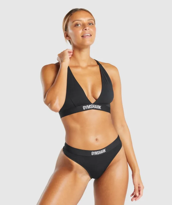 Gymshark Cotton Triangle Bralette - Black made by Gymshark