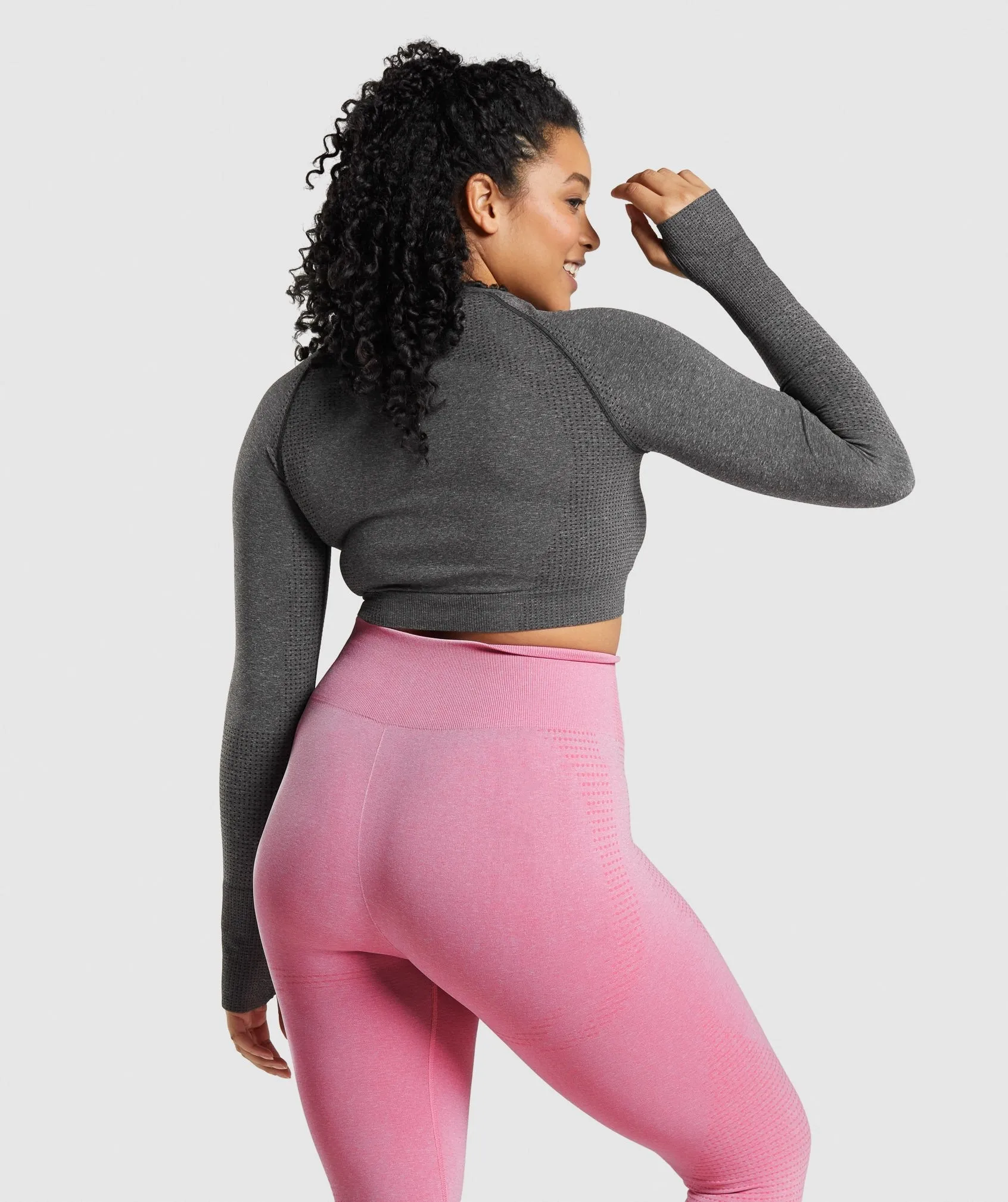 DNU - Gymshark Vital Seamless 2.0 Long Sleeve Crop Top - Charcoal Marl sold by Gymshark product image thumbnail 2