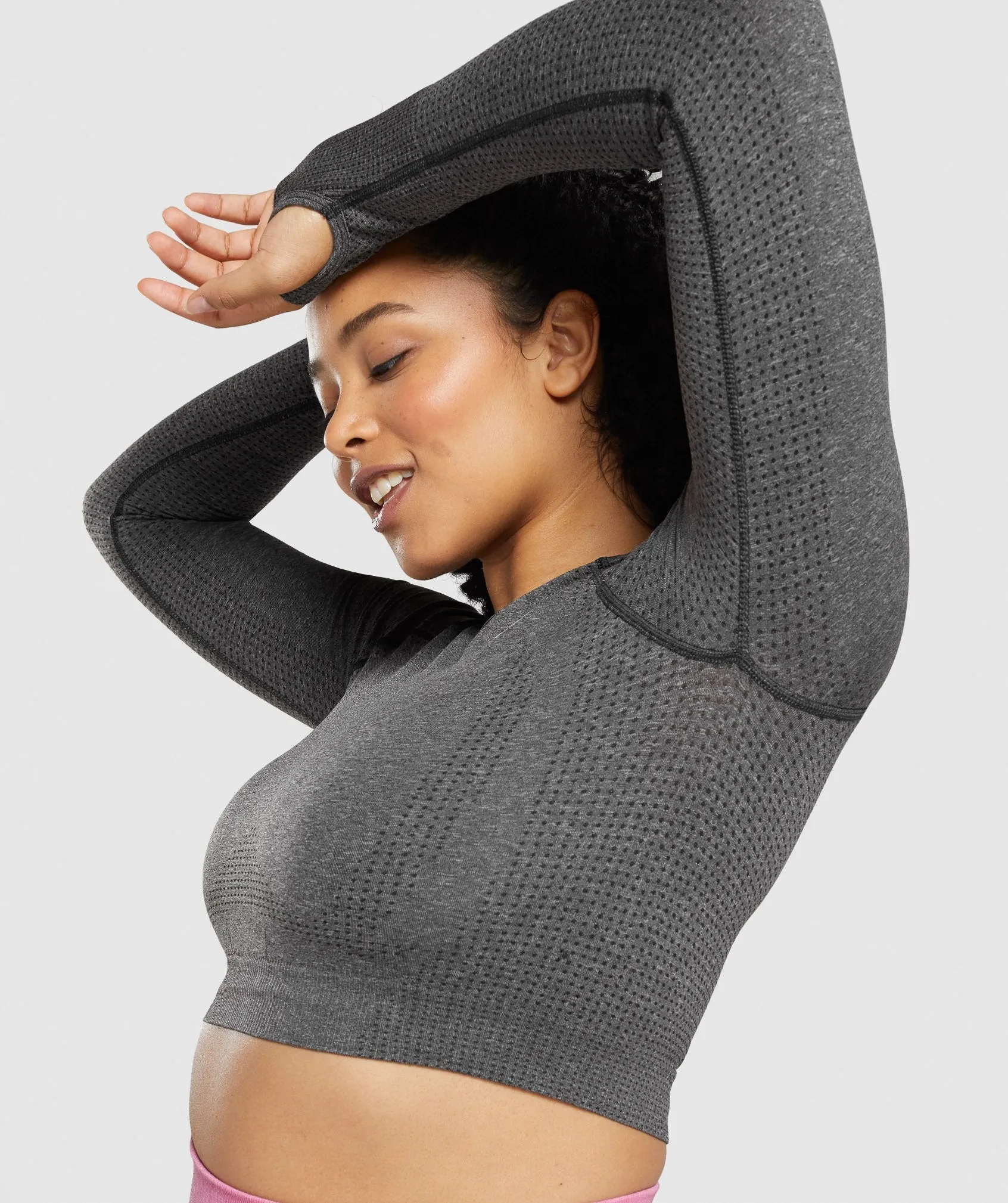 DNU - Gymshark Vital Seamless 2.0 Long Sleeve Crop Top - Charcoal Marl sold by Gymshark product image thumbnail 5