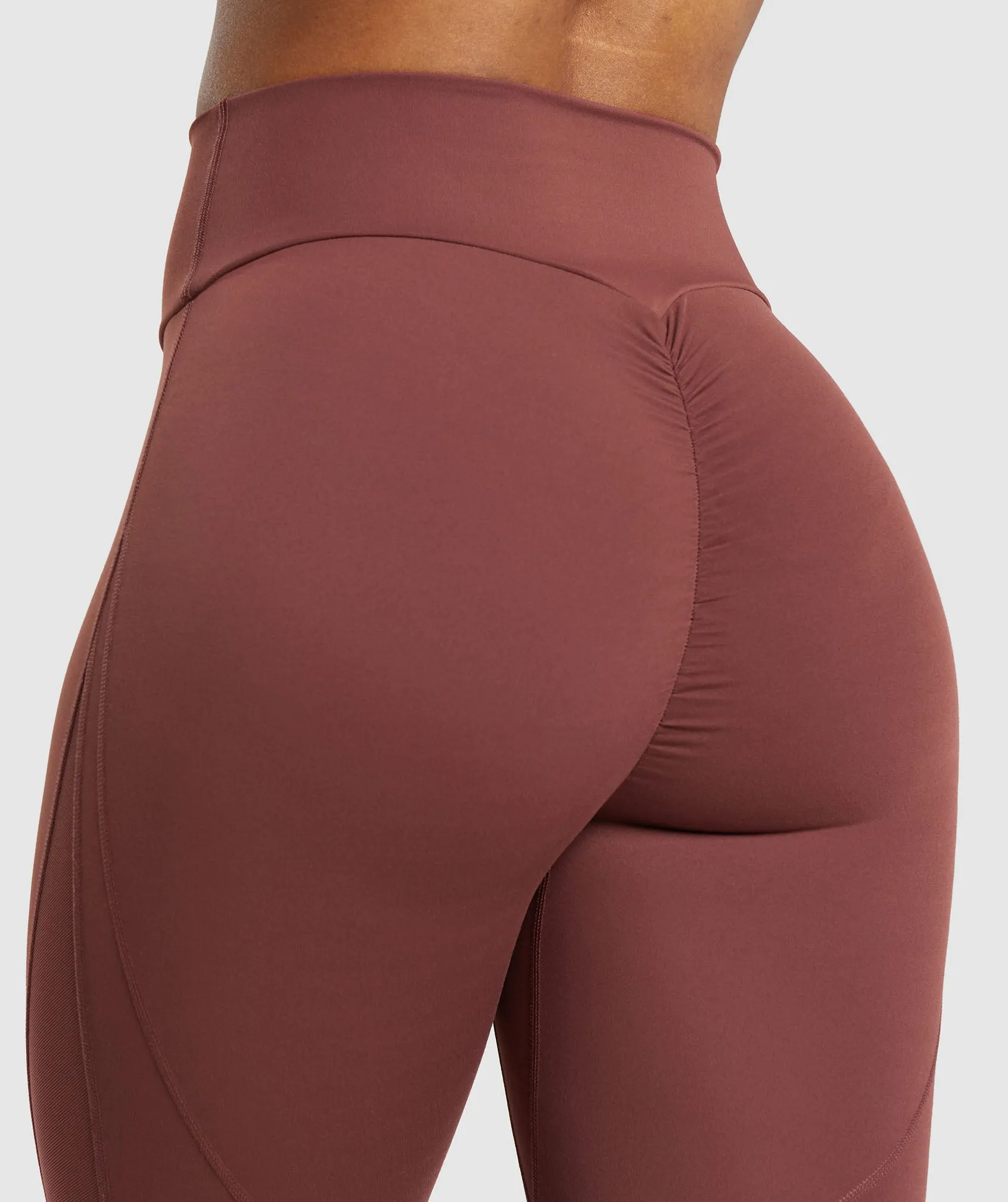 Gymshark Mesh Placement Leggings - Burgundy Brown sold by Gymshark product image thumbnail 5