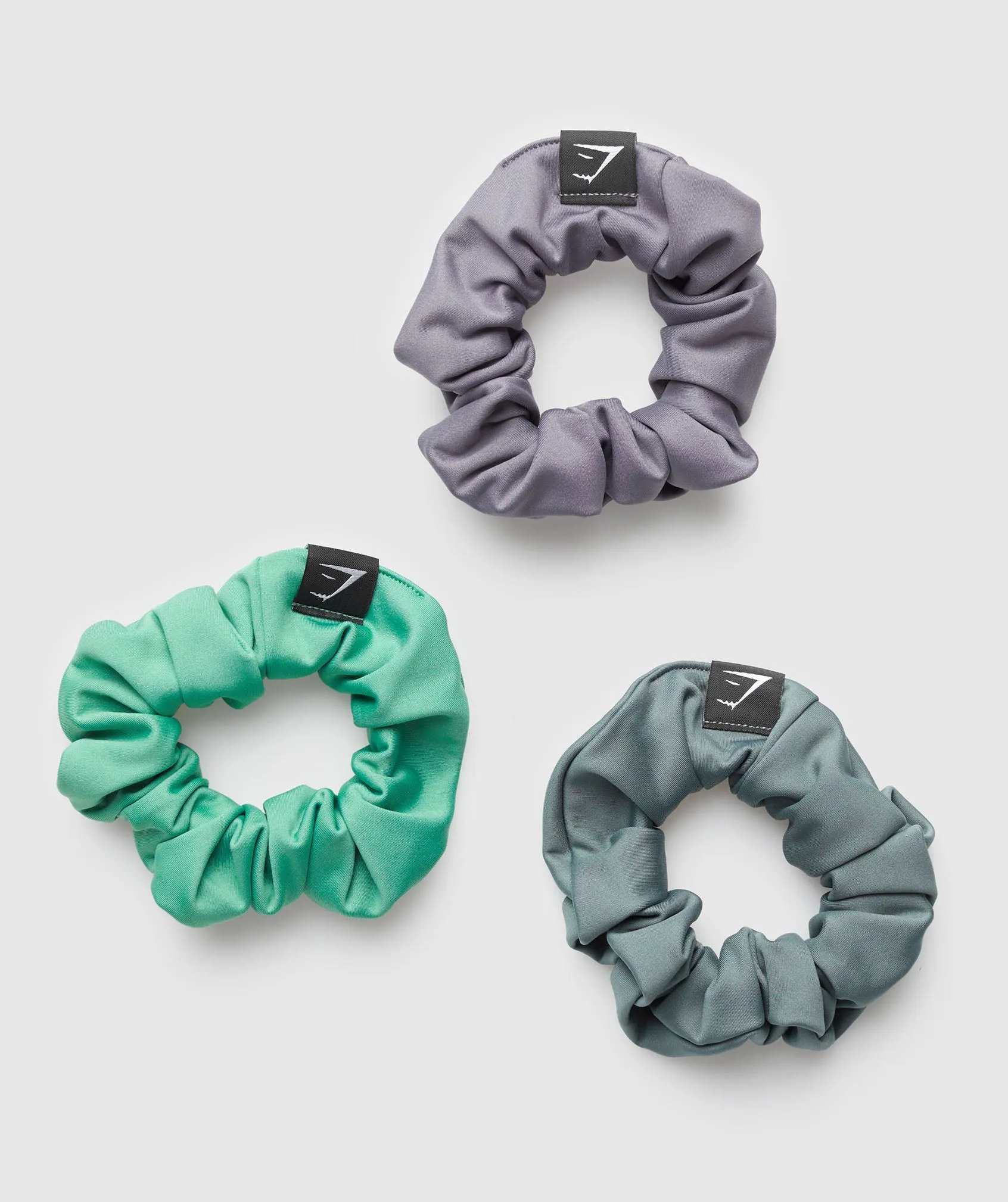 Gymshark Scrunchies 3pk - Fog Purple/Cargo Teal/Lagoon Green sold by Gymshark