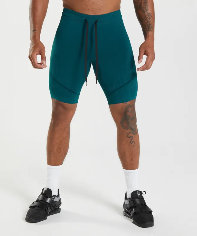 Gymshark 315 Seamless 1/2 Shorts - Winter Teal/Black made by Gymshark