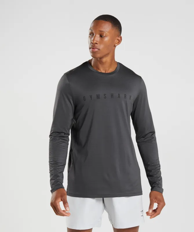 Gymshark Sport Stripe Long Sleeve T-Shirt - Onyx Grey sold by Gymshark