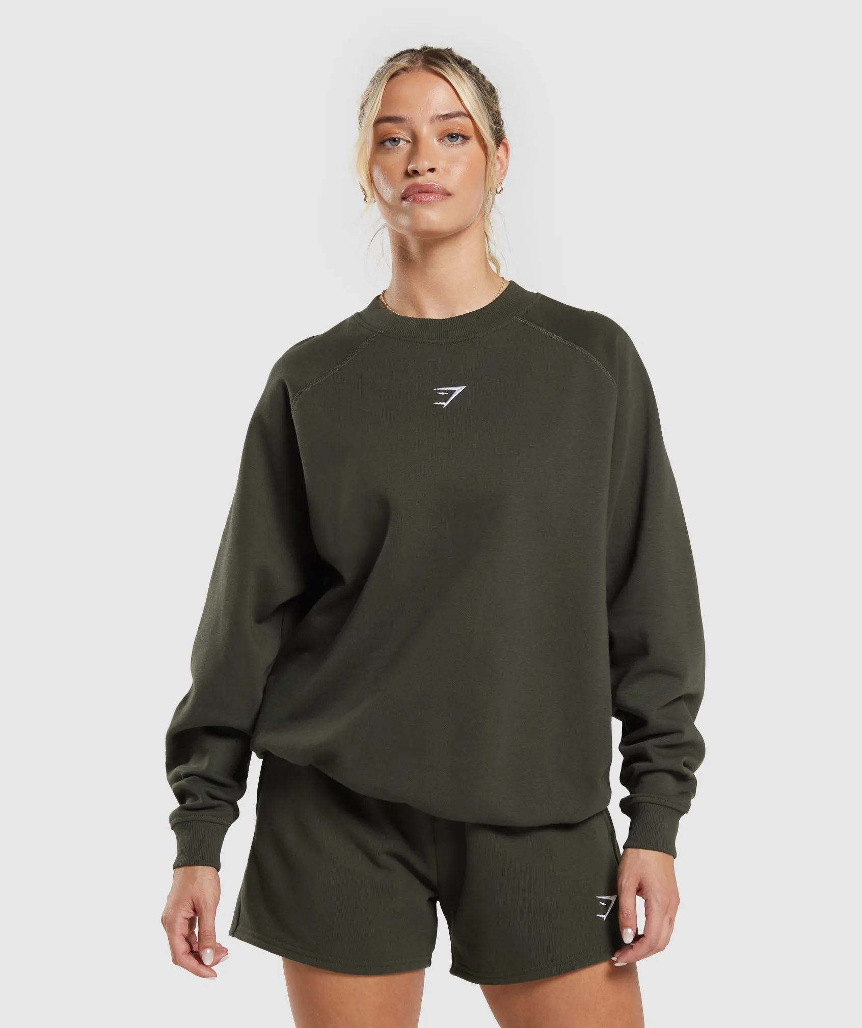 Gymshark Training Oversized Fleece Sweatshirt - Deep Olive Green sold by Gymshark