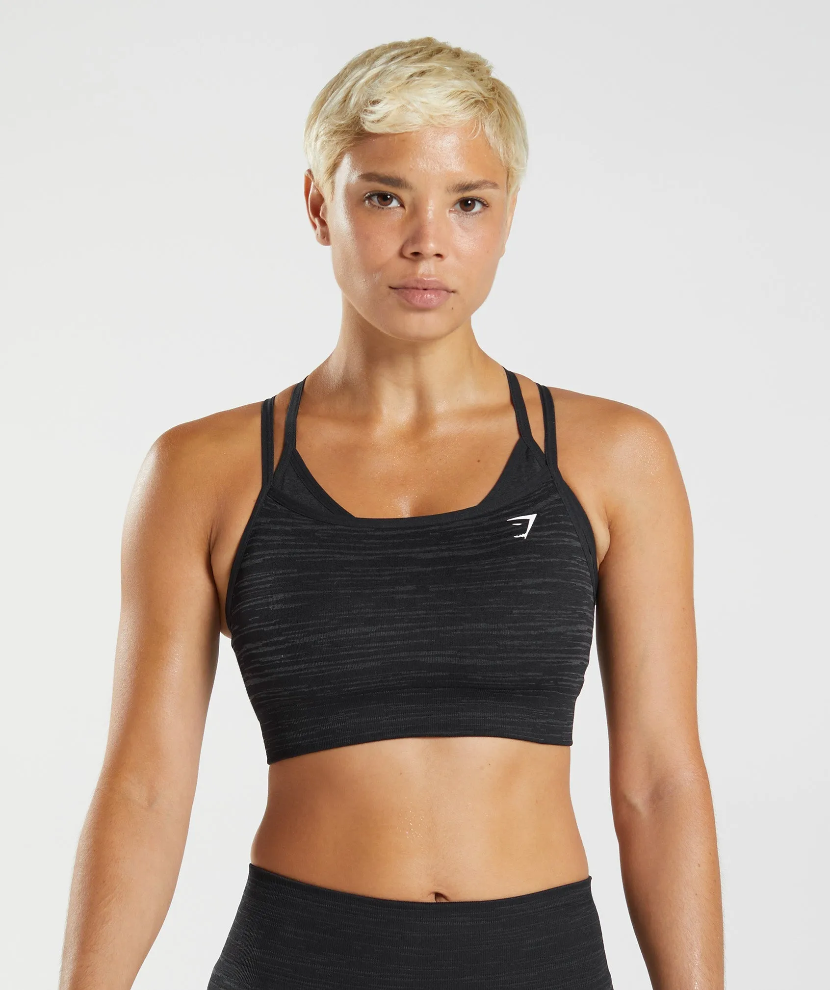 Gymshark Adapt Marl Seamless Sports Bra - Black/Smokey Grey sold by Gymshark