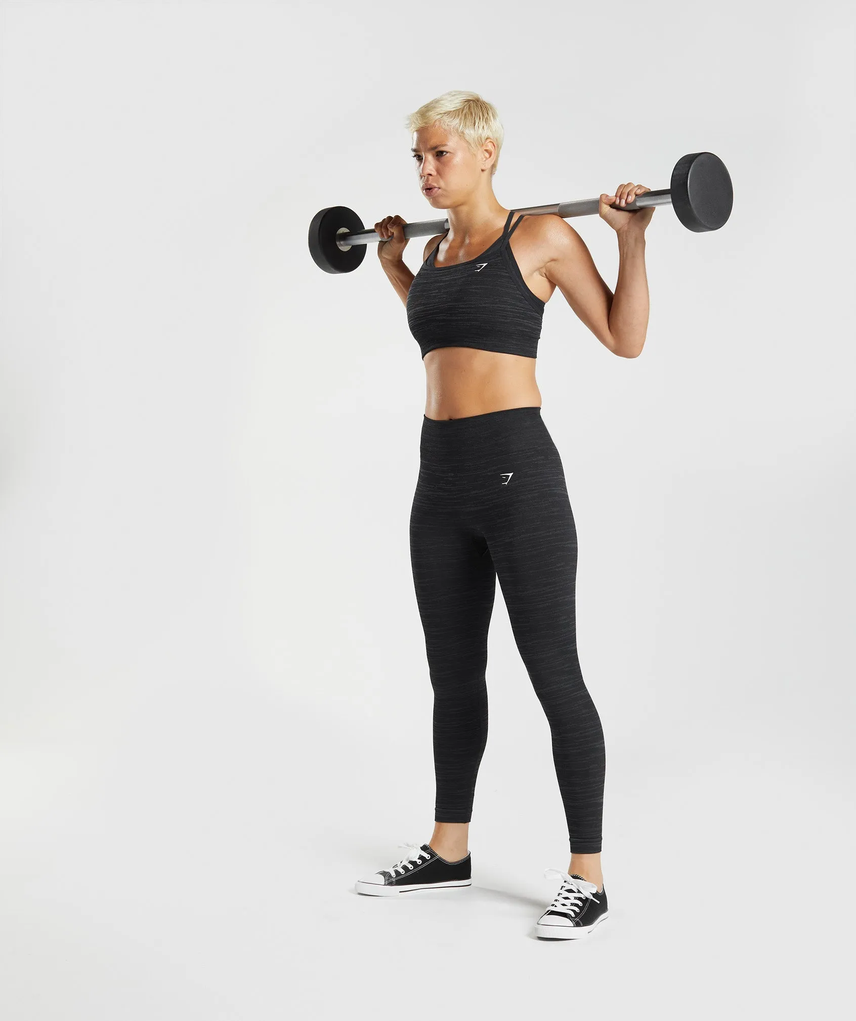 Gymshark Adapt Marl Seamless Sports Bra - Black/Smokey Grey sold by Gymshark product image thumbnail 4