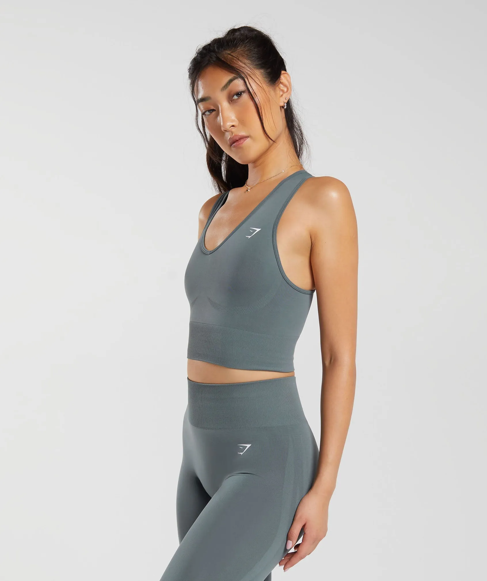 Gymshark Everyday Seamless Crop Tank - Teal sold by Gymshark product image thumbnail 3