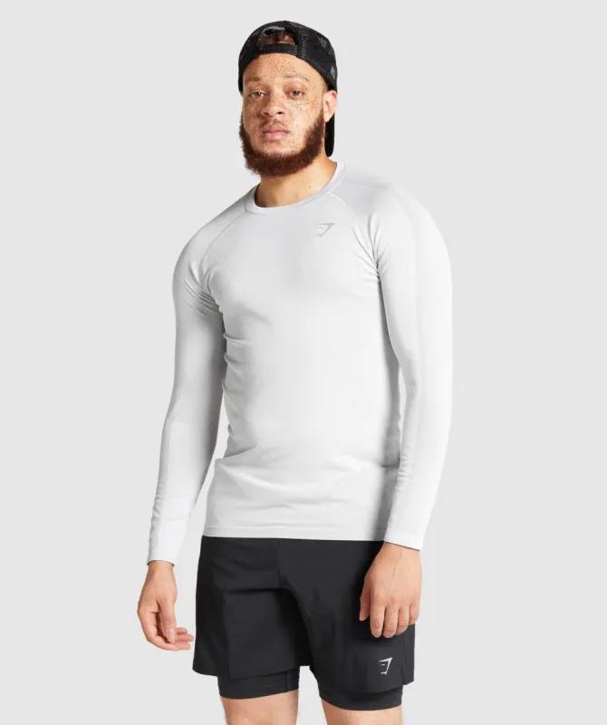Gymshark Aspect Lightweight Seamless Long Sleeve T-shirt - Light Grey sold by Gymshark