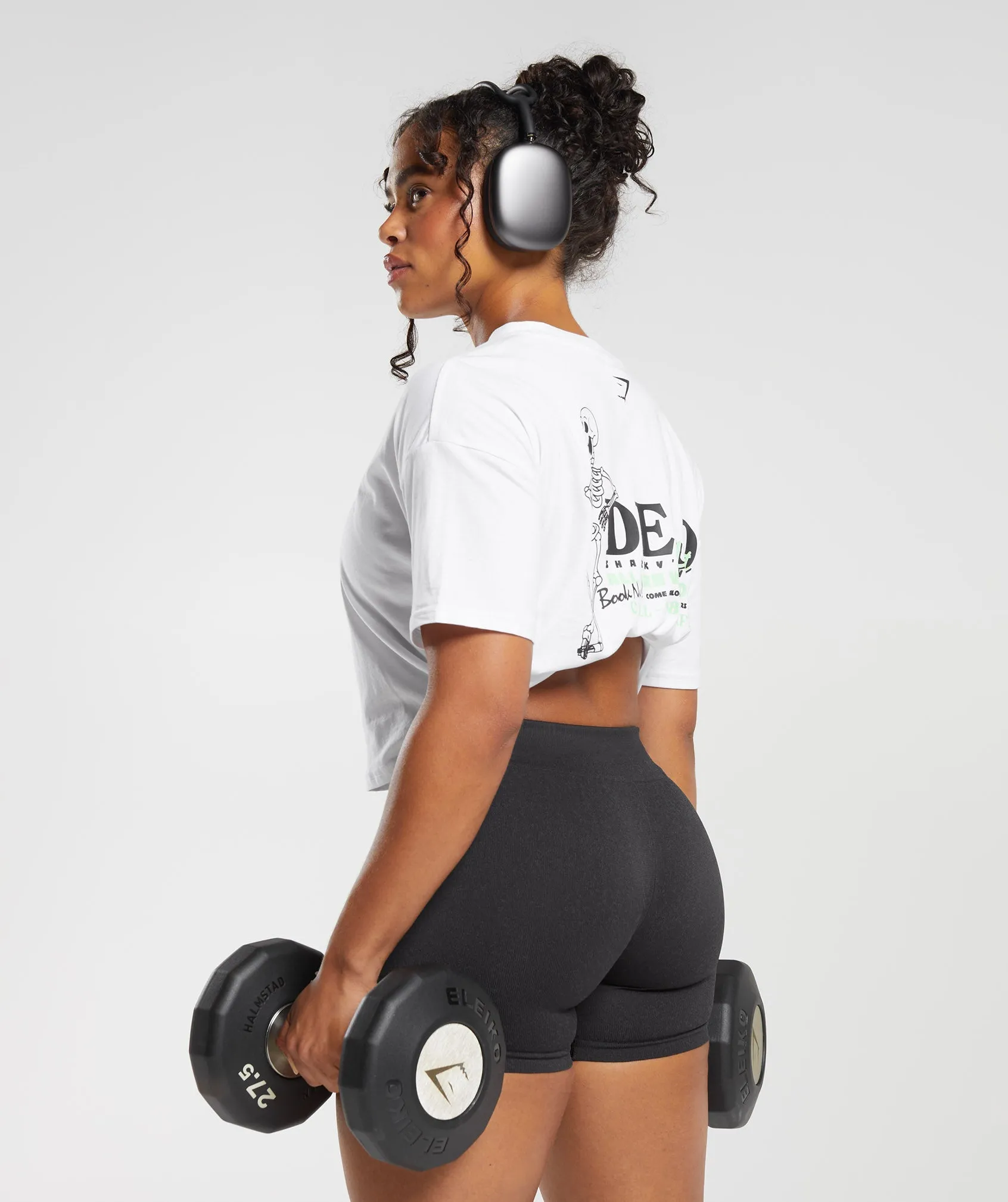 Gymshark Dead Lift Midi Tee - White sold by Gymshark product image thumbnail 3