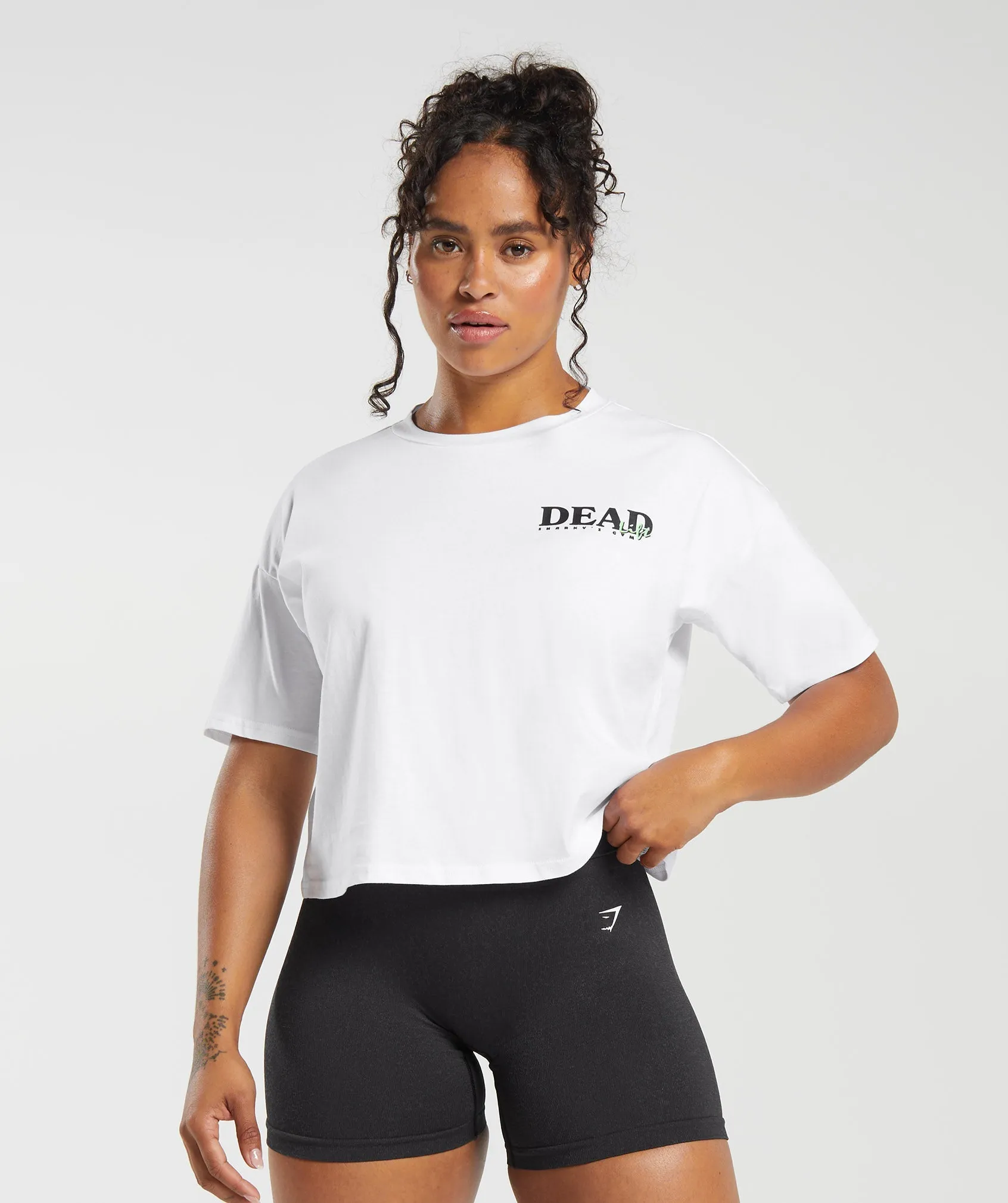 Gymshark Dead Lift Midi Tee - White sold by Gymshark product image thumbnail 2