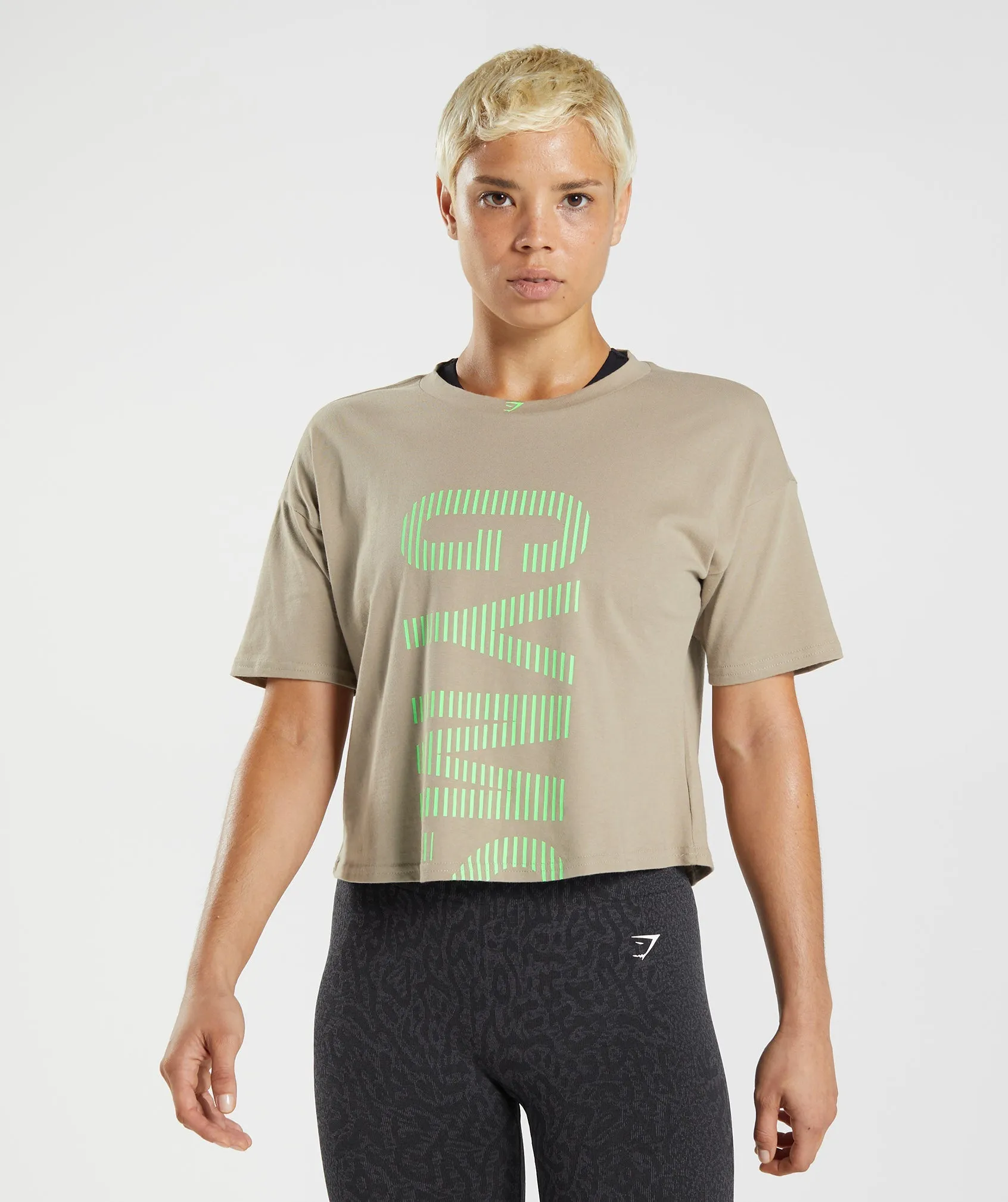 Gymshark 315 Midi T-Shirt - Cement Brown/Fluo Lime sold by Gymshark