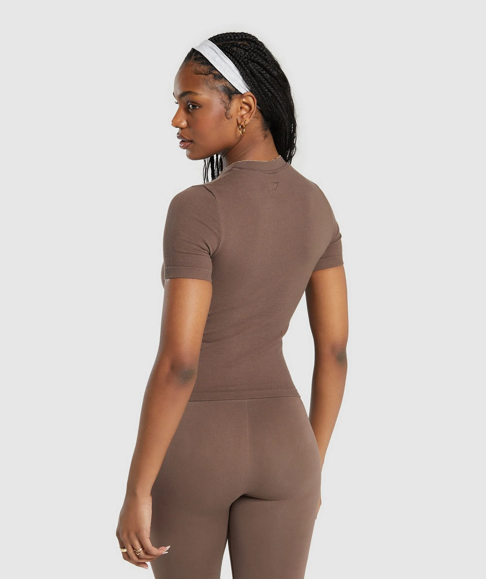Gymshark Ribbed Cotton Seamless T-Shirt - Soft Brown sold by Gymshark product image thumbnail 2
