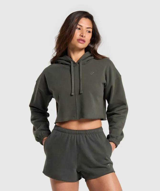 Gymshark Fleece Crop Pullover - Strength Green sold by Gymshark