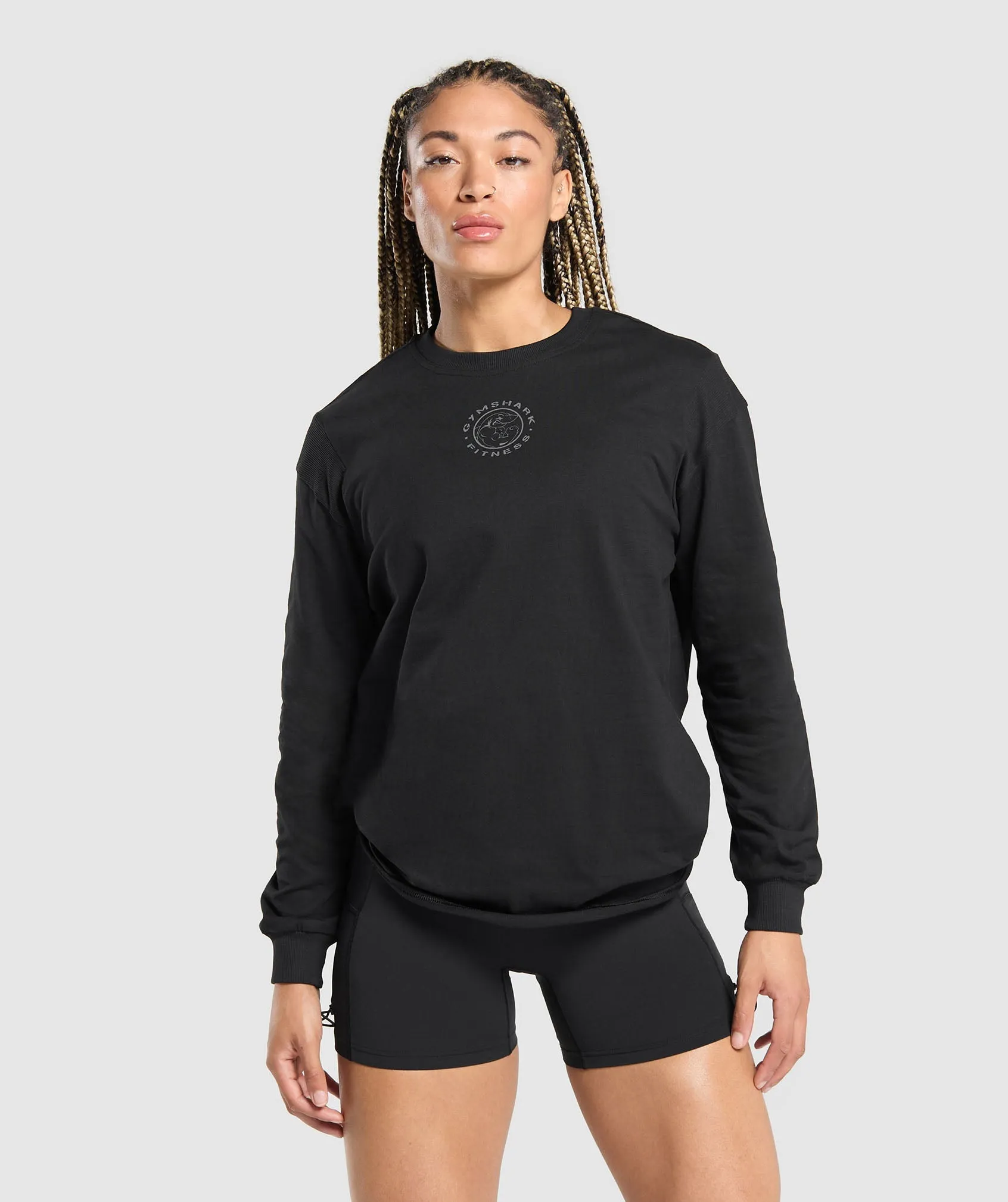 Gymshark Legacy Oversized Long Sleeve Top - Black sold by Gymshark product image thumbnail 2