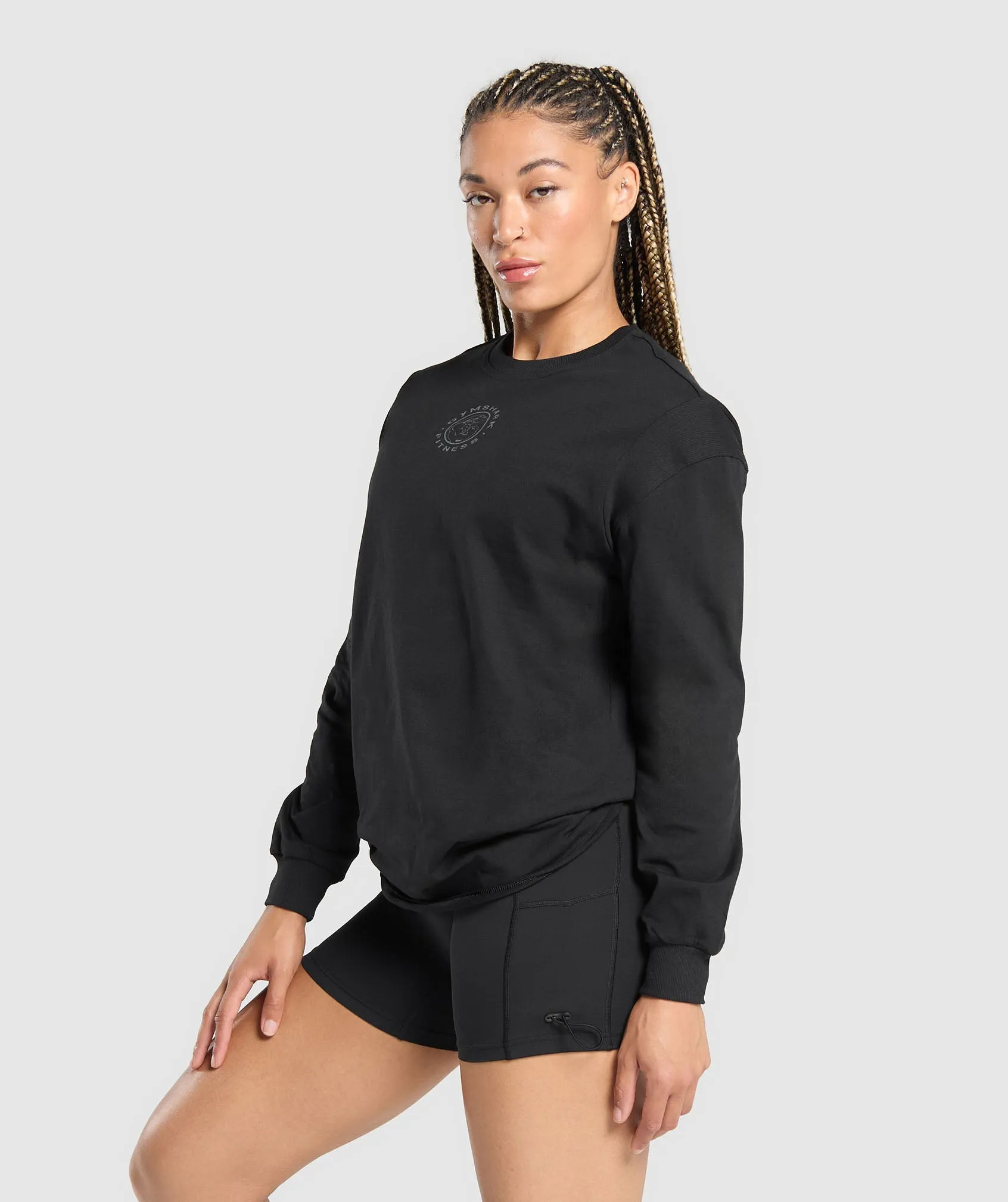 Gymshark Legacy Oversized Long Sleeve Top - Black sold by Gymshark product image thumbnail 3