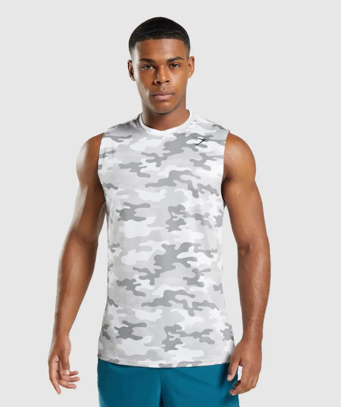 Gymshark Arrival Sleeveless T-Shirt - Light Grey Print sold by Gymshark