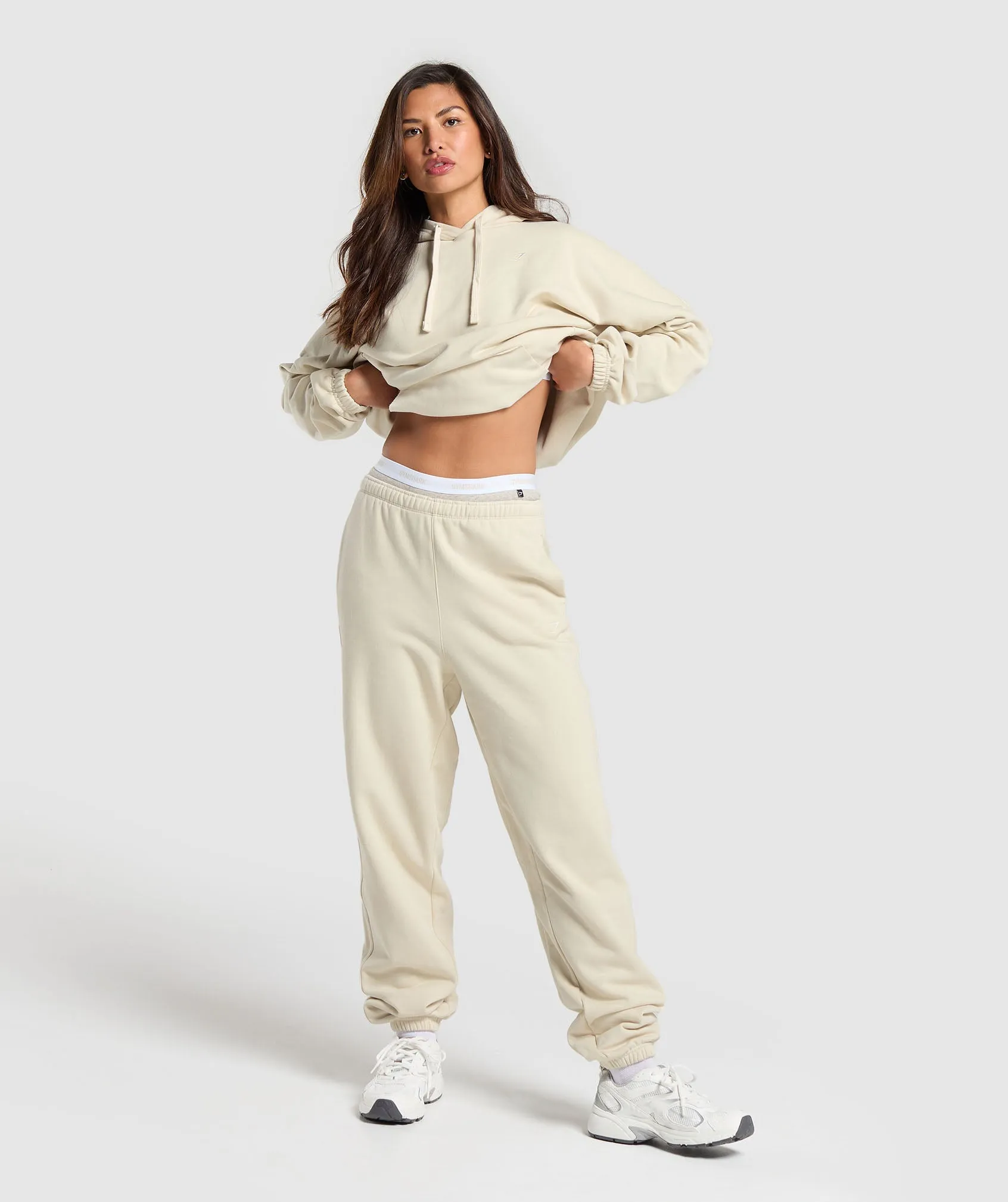 Gymshark Fleece Joggers - Ecru White sold by Gymshark product image thumbnail 4