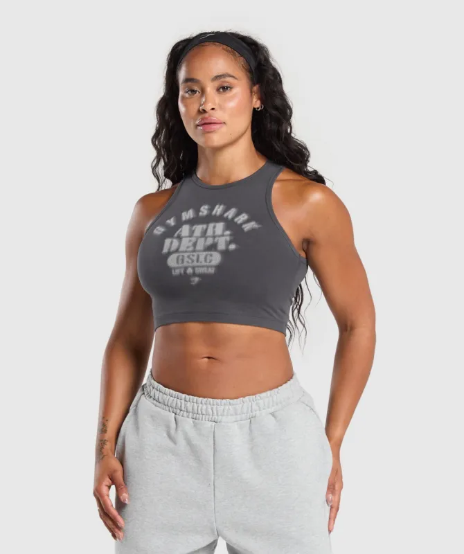 Gymshark Ath Dept Cropped Tank - Asphalt Grey sold by Gymshark