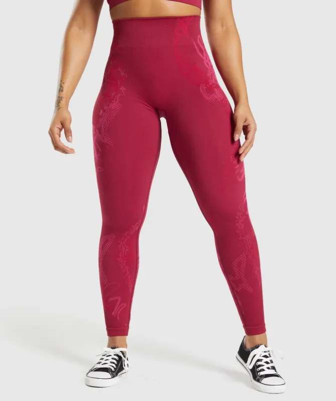 Gymshark WTFlex Seamless Leggings - Currant Pink/Fluo Fuchsia/Magenta Pink sold by Gymshark