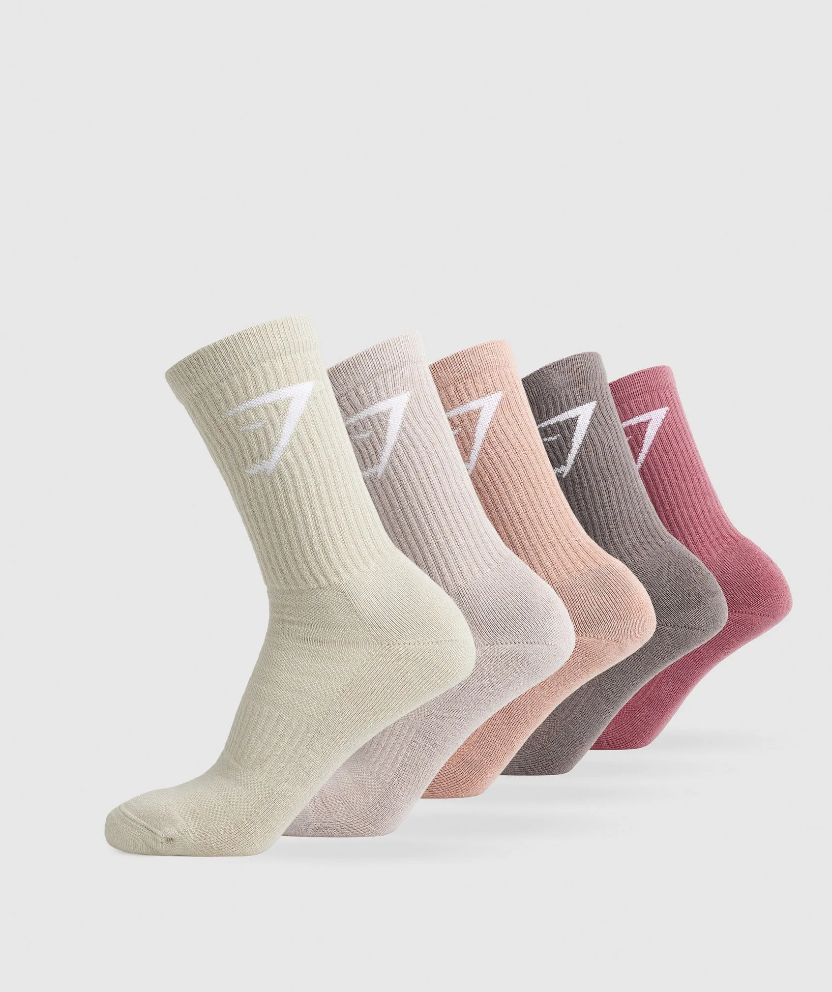Gymshark Crew Socks 5pk - Berry/Brown/Pink/Pink/Brown sold by Gymshark
