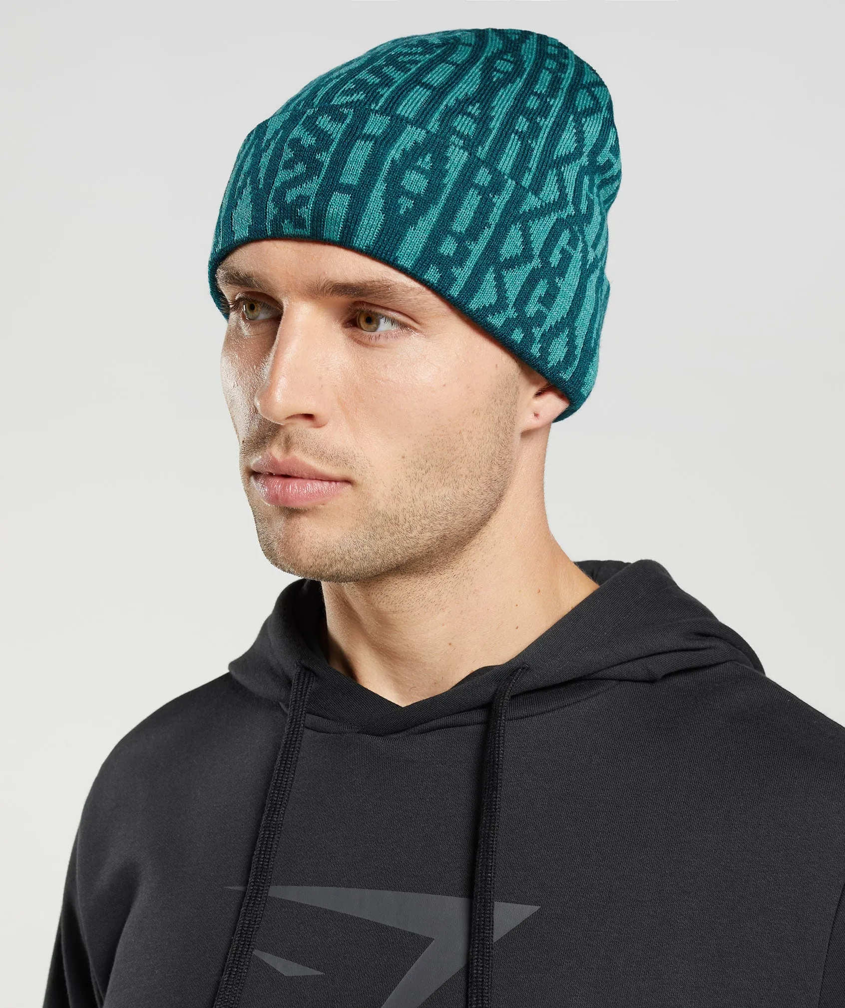 Gymshark Reversable Jacquard Beanie - Winter Teal/Slate Blue sold by Gymshark product image thumbnail 4