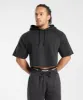 Gymshark Legacy Short Sleeve Cropped Hoodie - Black sold by Gymshark