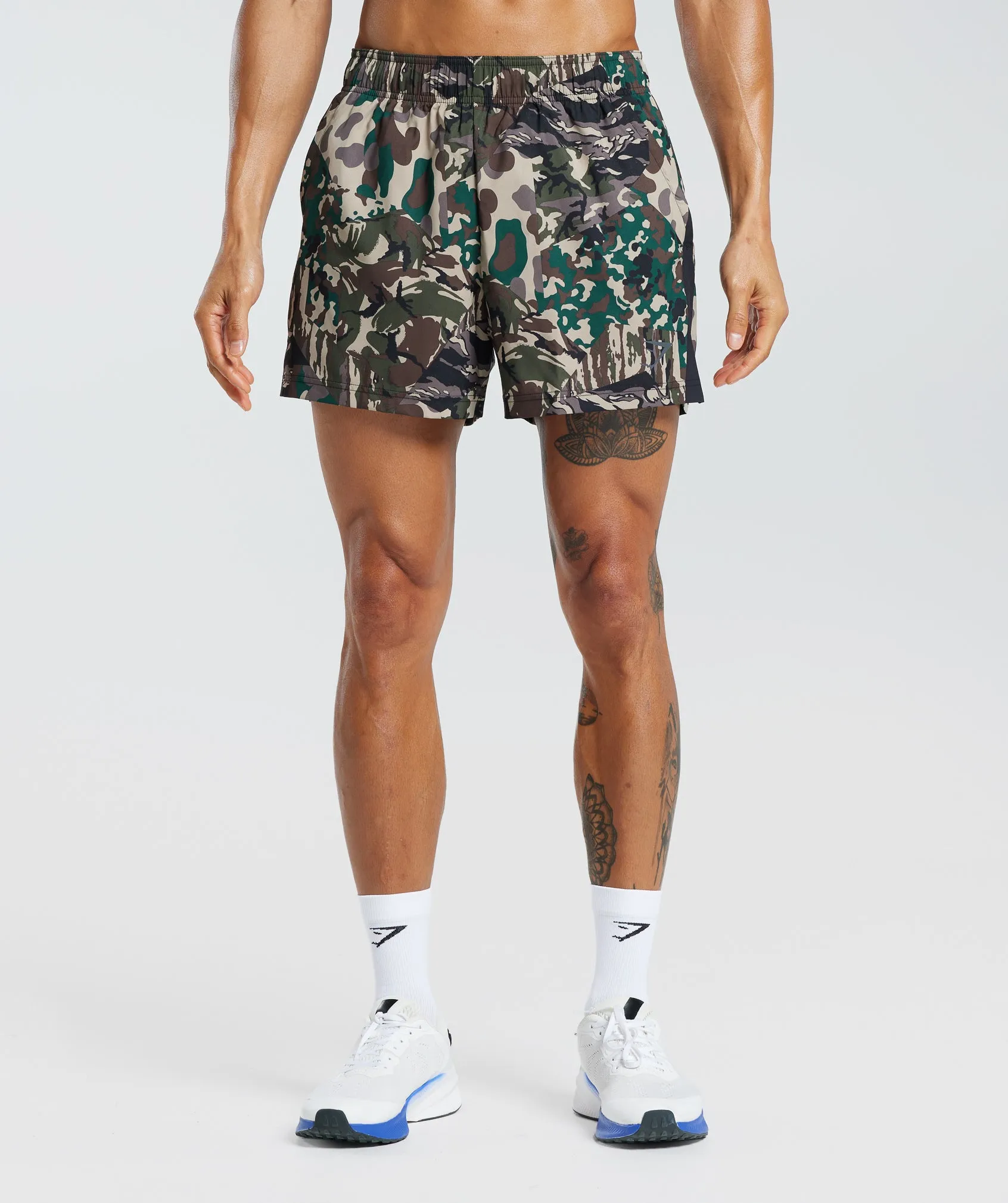 Gymshark Sport 5" Shorts - Cement Brown/Black Print sold by Gymshark