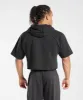 Gymshark Legacy Short Sleeve Cropped Hoodie - Black sold by Gymshark