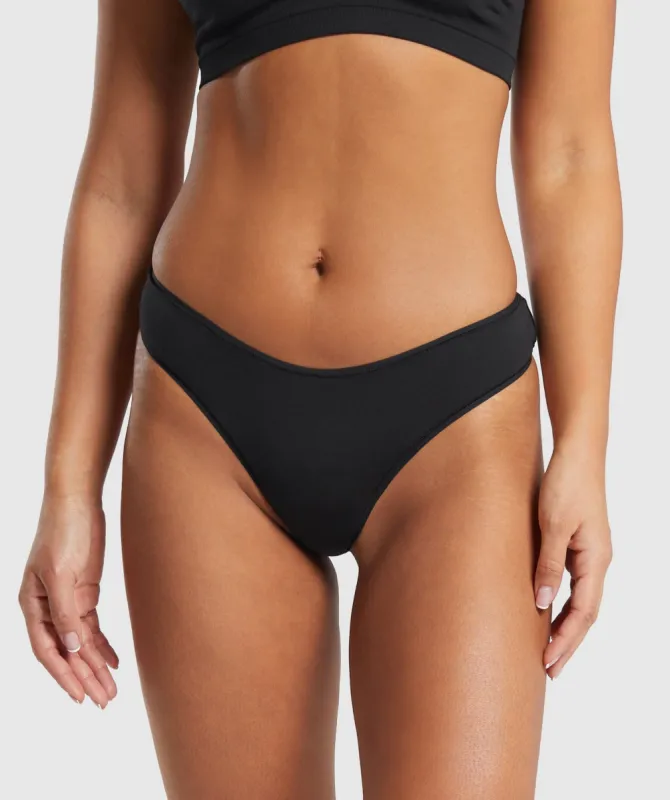 Gymshark Cotton Dipped Front Thong - Black sold by Gymshark