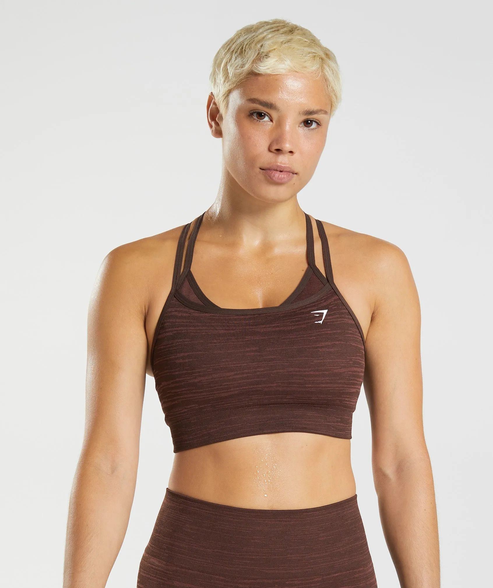 Gymshark Adapt Marl Seamless Sports Bra - Archive Brown/Cherry Brown sold by Gymshark