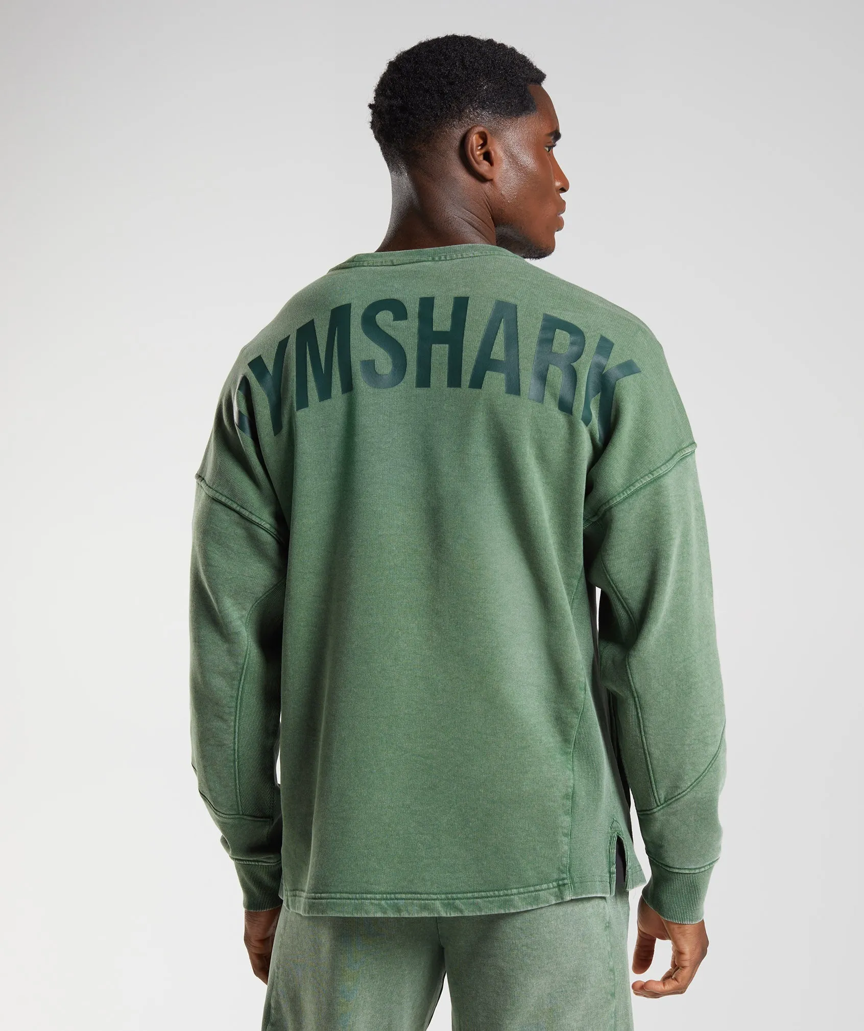Gymshark Power Washed Crew - Iguana Green sold by Gymshark