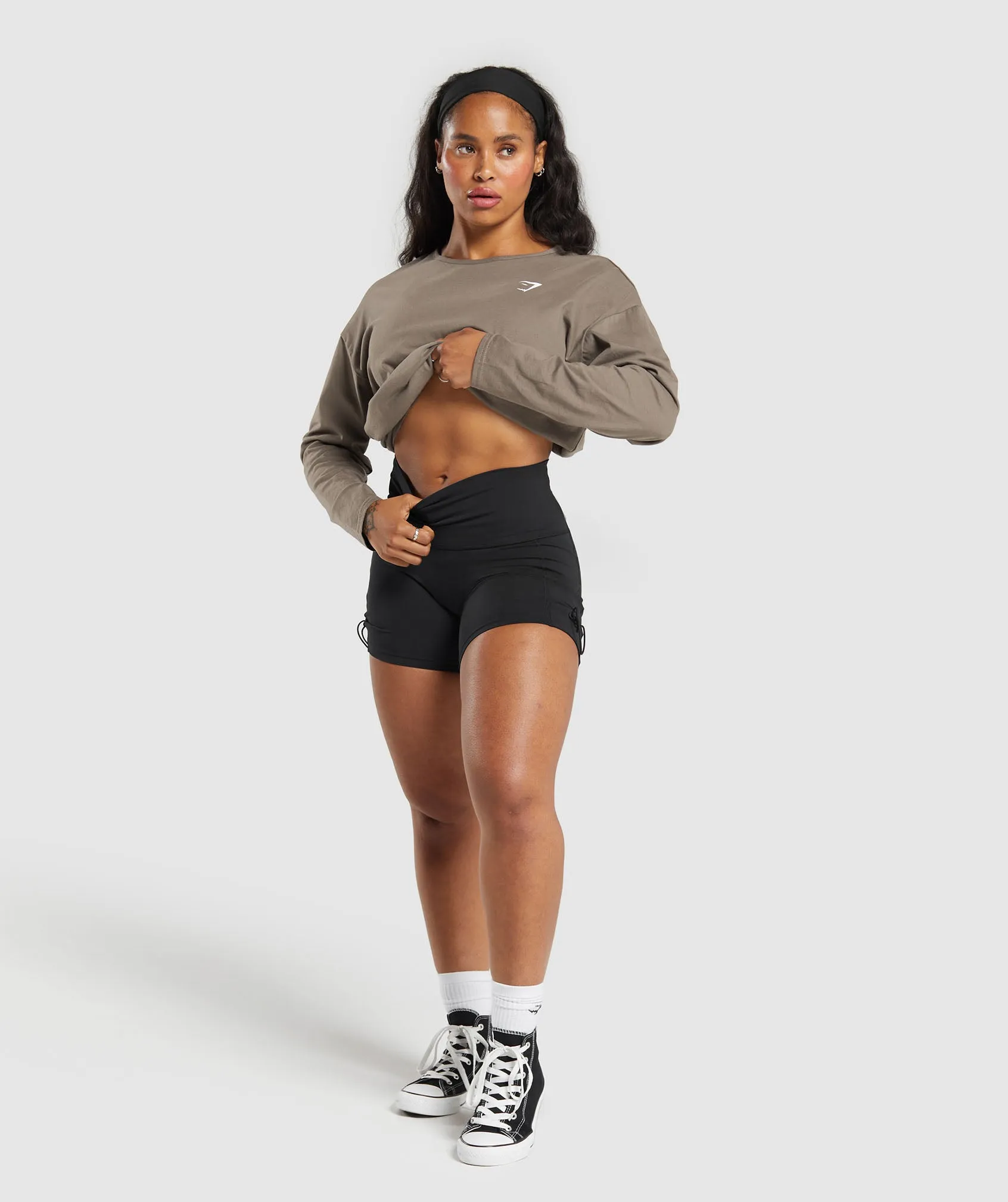 Gymshark Training Oversized Cotton Long Sleeve Top - Camo Brown sold by Gymshark product image thumbnail 4
